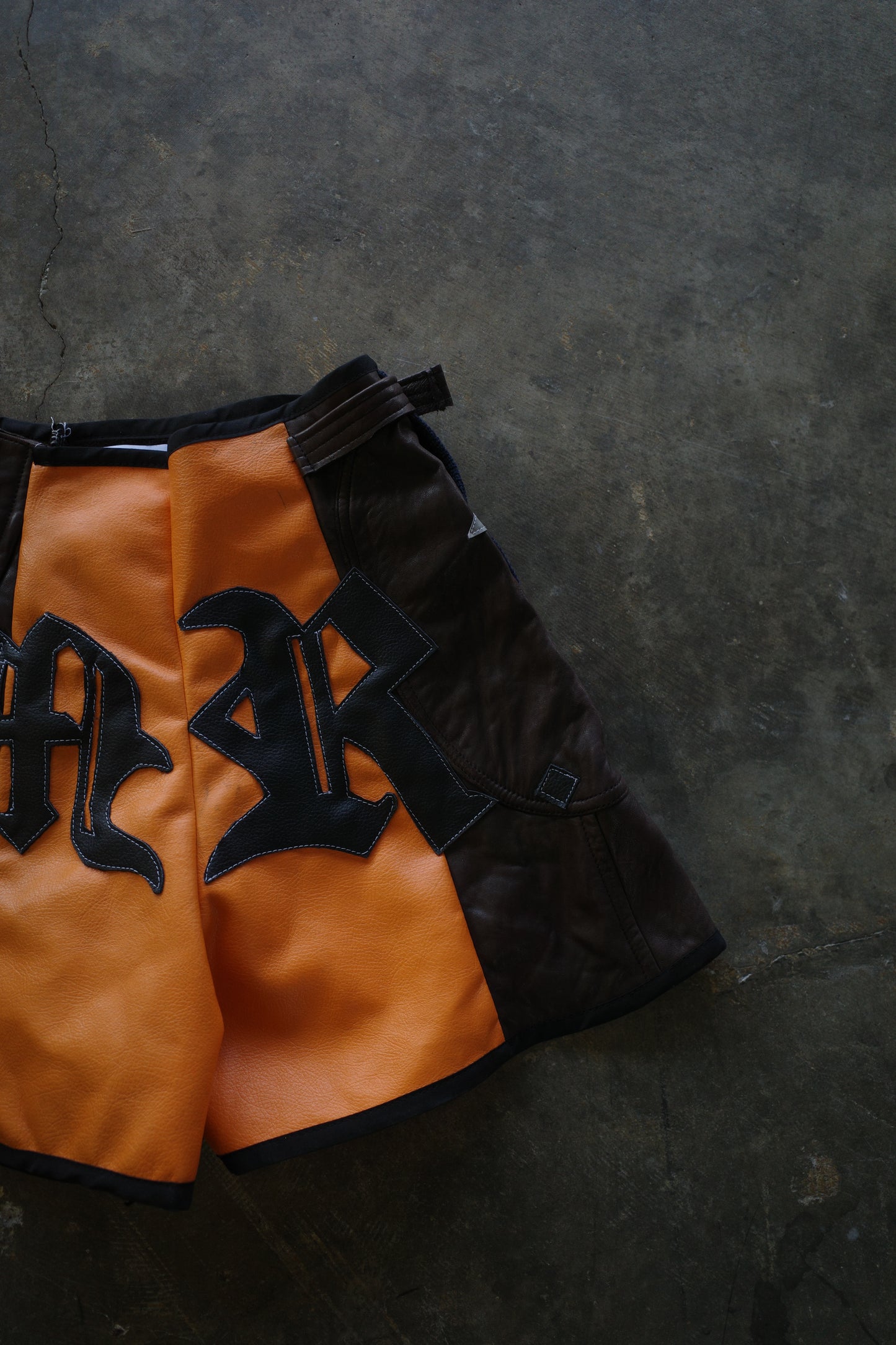 "The MR.Shorts"(w28-30)made with vintage Leather jacket& 3R. original leather patch