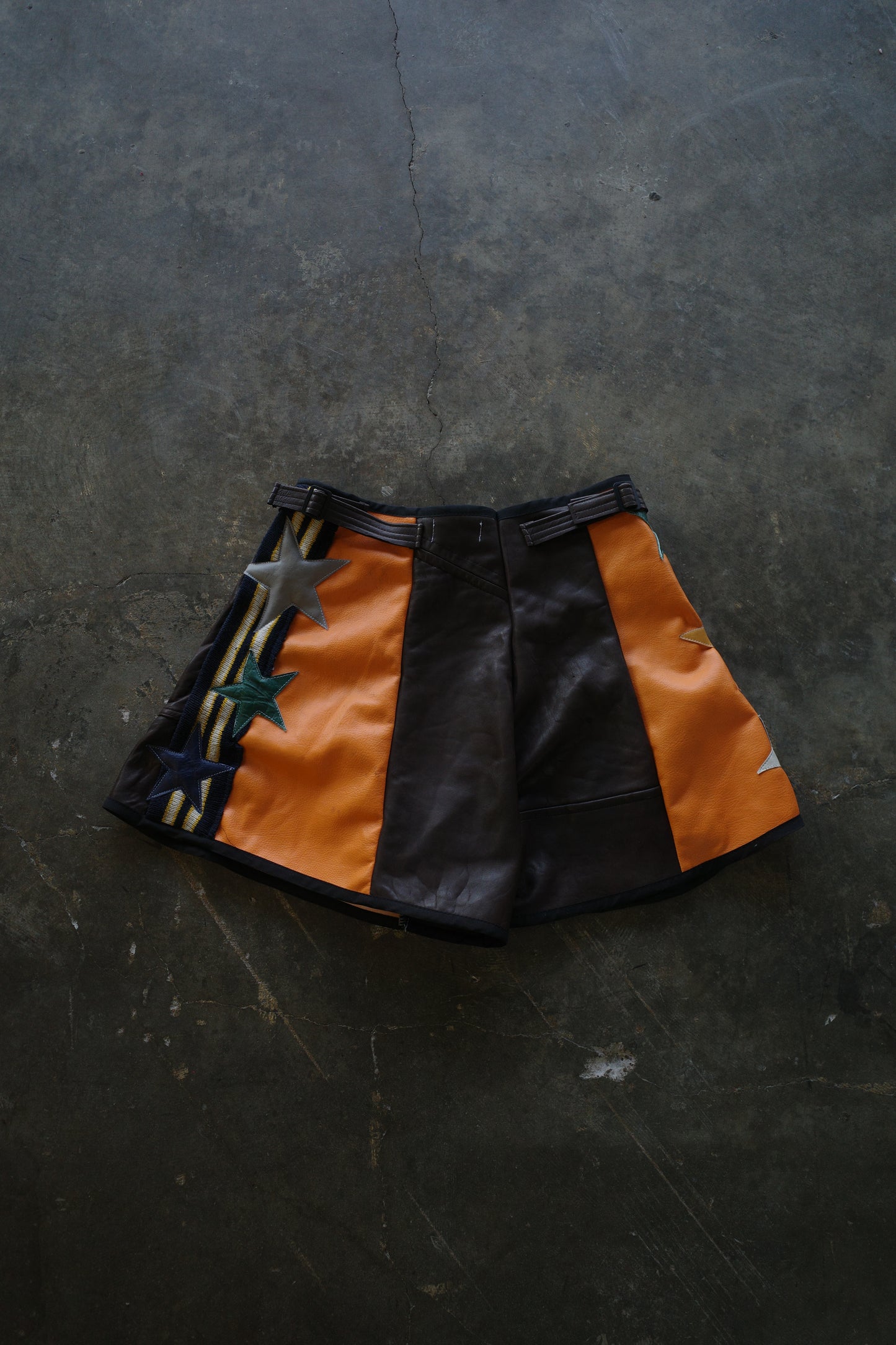 "The MR.Shorts"(w28-30)made with vintage Leather jacket& 3R. original leather patch