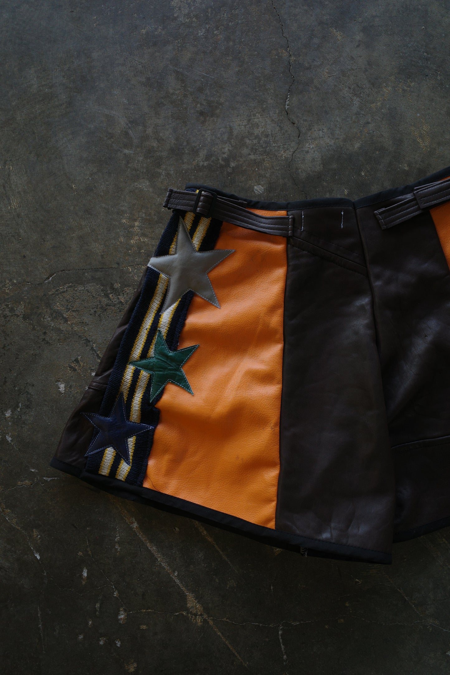 "The MR.Shorts"(w28-30)made with vintage Leather jacket& 3R. original leather patch