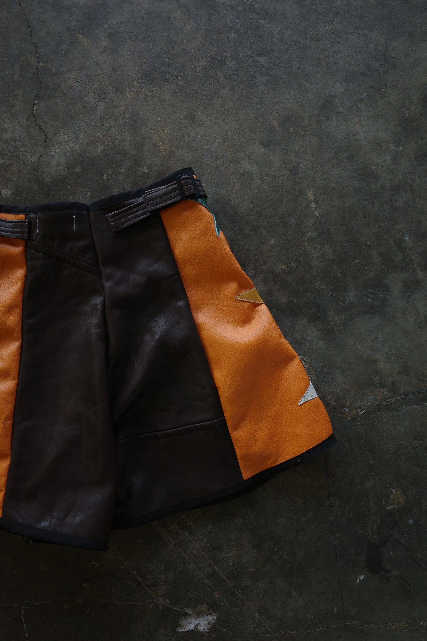 "The MR.Shorts"(w28-30)made with vintage Leather jacket& 3R. original leather patch