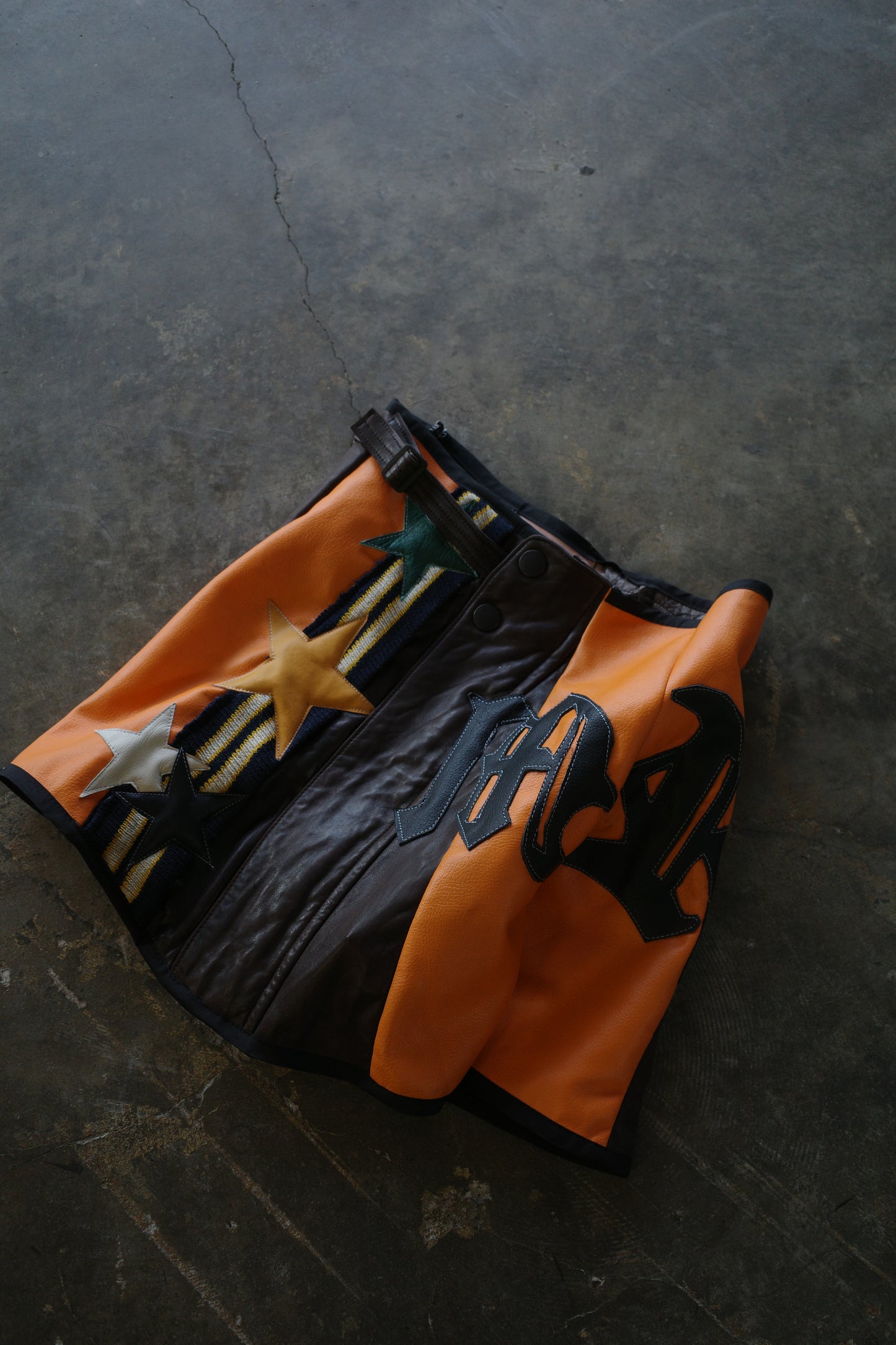 "The MR.Shorts"(w28-30)made with vintage Leather jacket& 3R. original leather patch