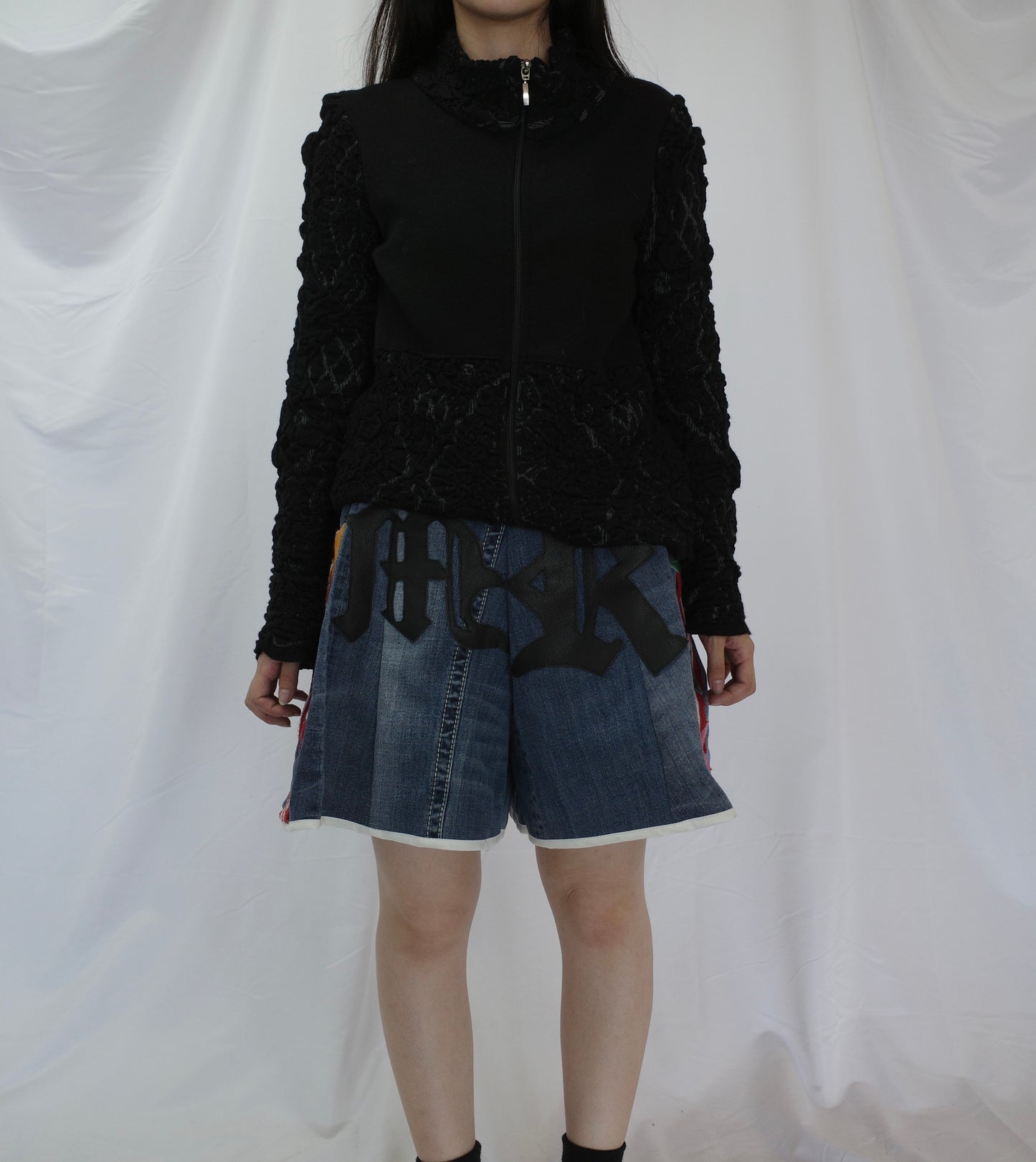 "The MR.Shorts"(w28-30)made with vintage y2k jean & 3R. original leather patch