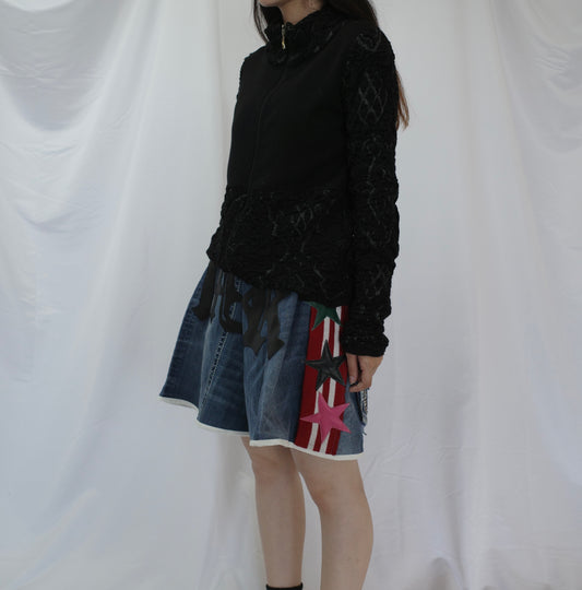 "The MR.Shorts"(w28-30)made with vintage y2k jean & 3R. original  leather patch