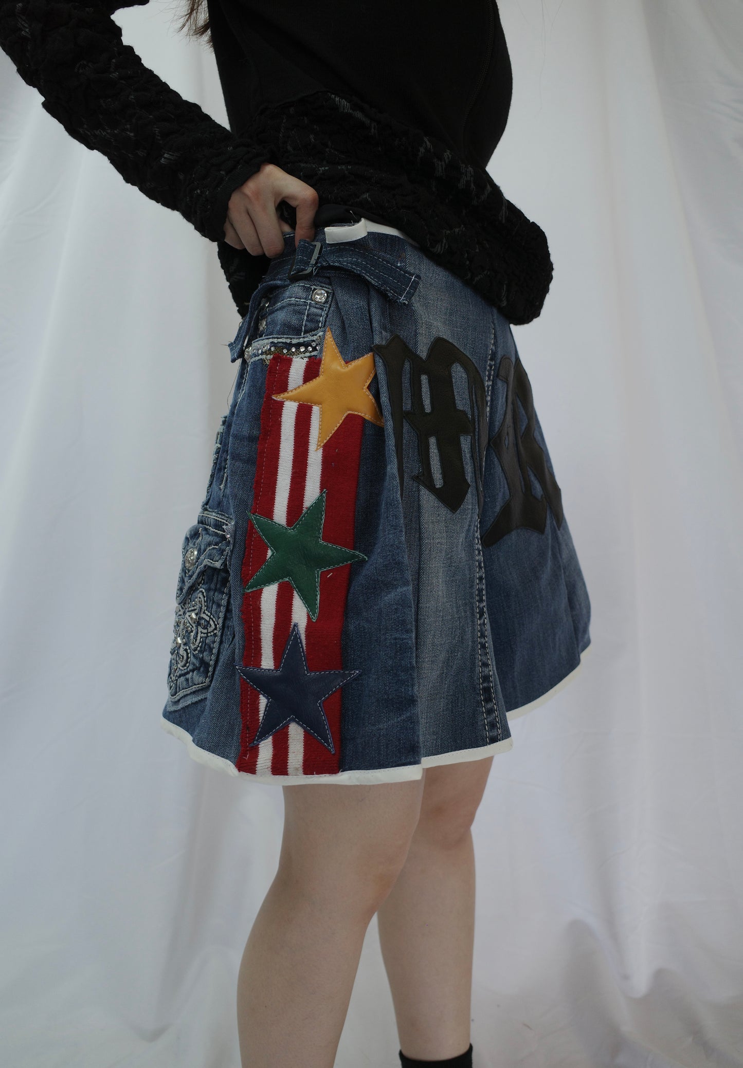 "The MR.Shorts"(w28-30)made with vintage y2k jean & 3R. original leather patch