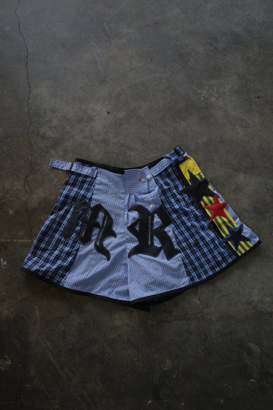 "The MR.Shorts"made with vintage stripe shirt & 3R. original  patch