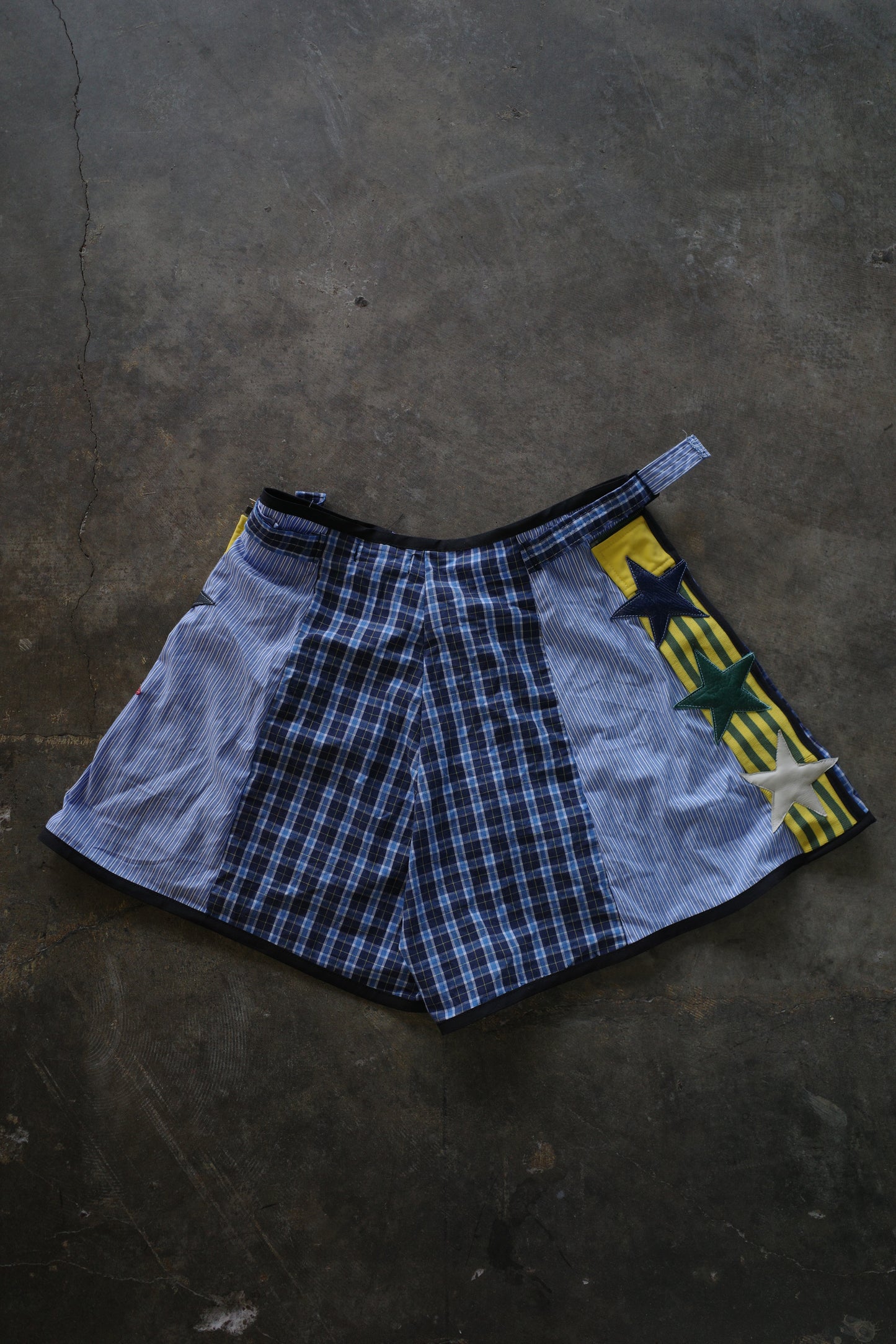 "The MR.Shorts"made with vintage stripe shirt & 3R. original patch