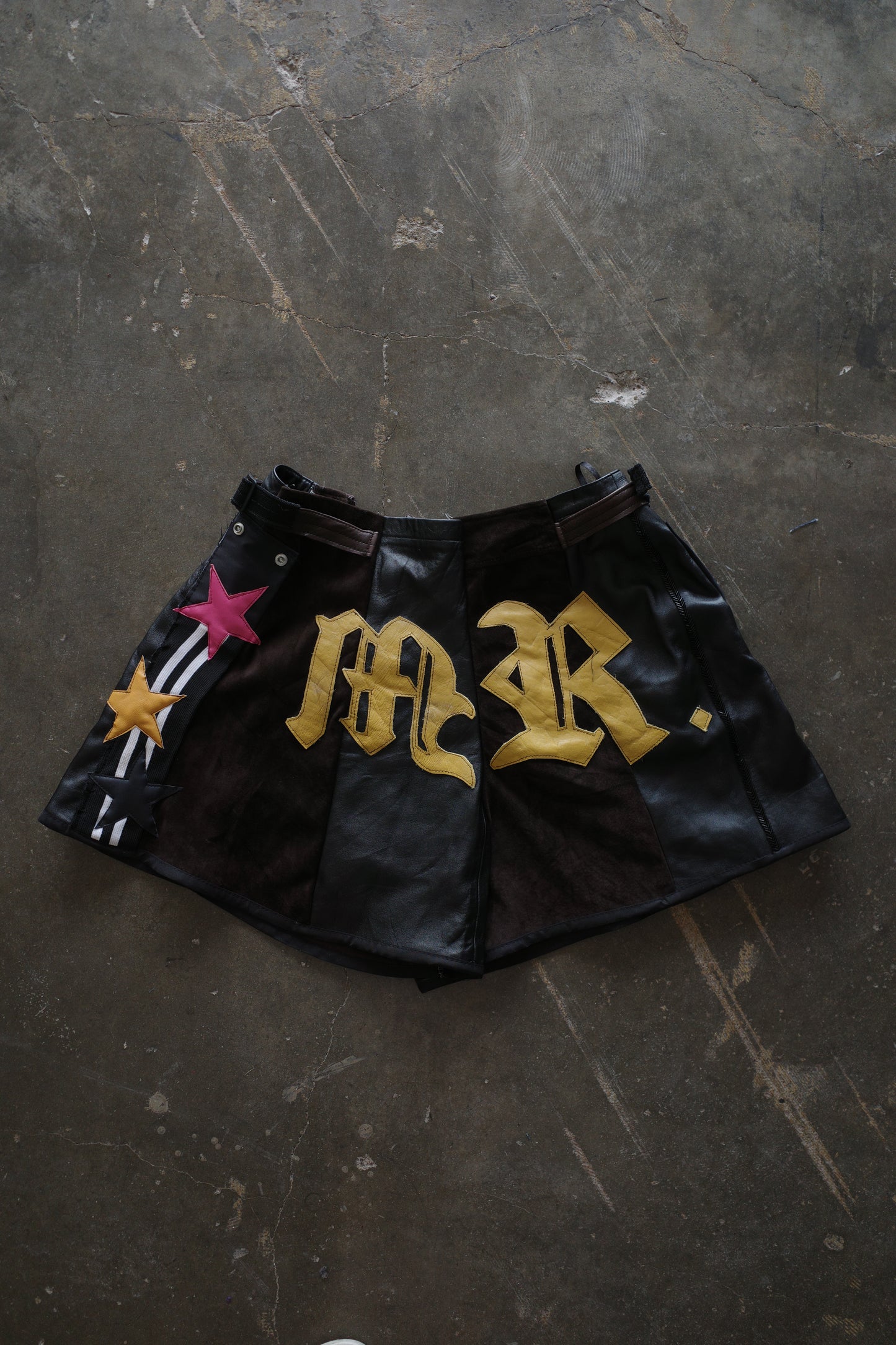 "The MR.Shorts"(w30-32)made with vintage Leather jacket& 3R. original leather patch