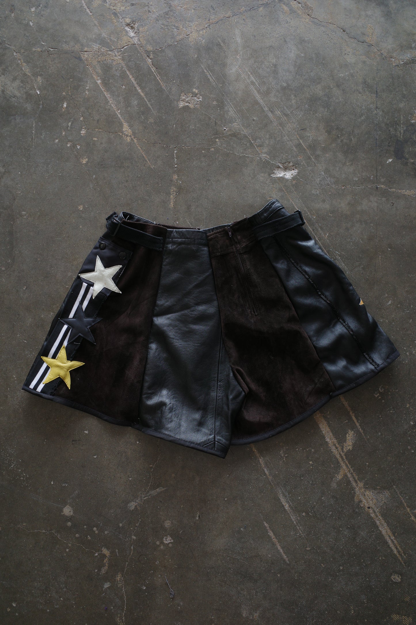 "The MR.Shorts"(w30-32)made with vintage Leather jacket& 3R. original leather patch