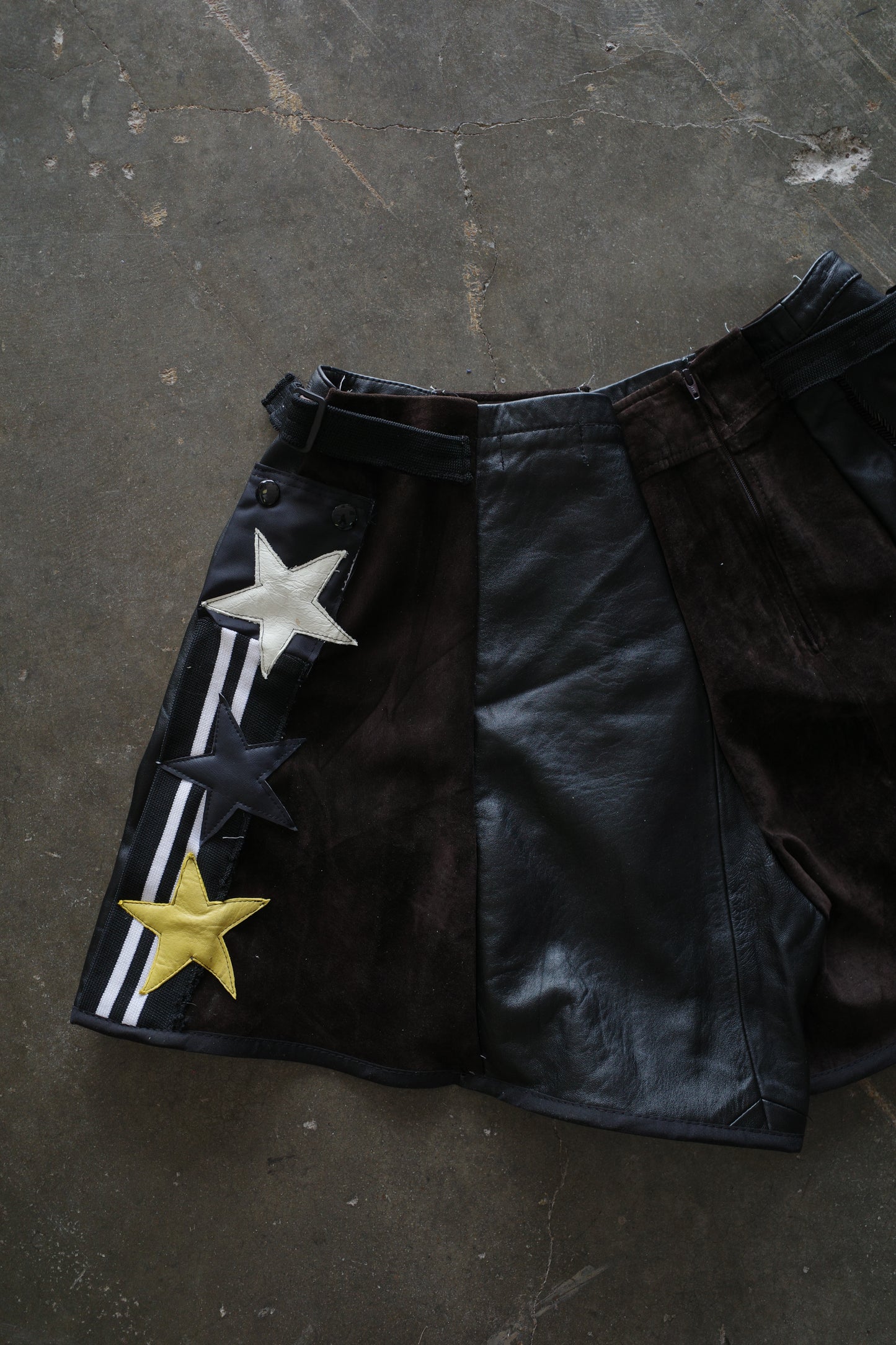 "The MR.Shorts"(w30-32)made with vintage Leather jacket& 3R. original leather patch