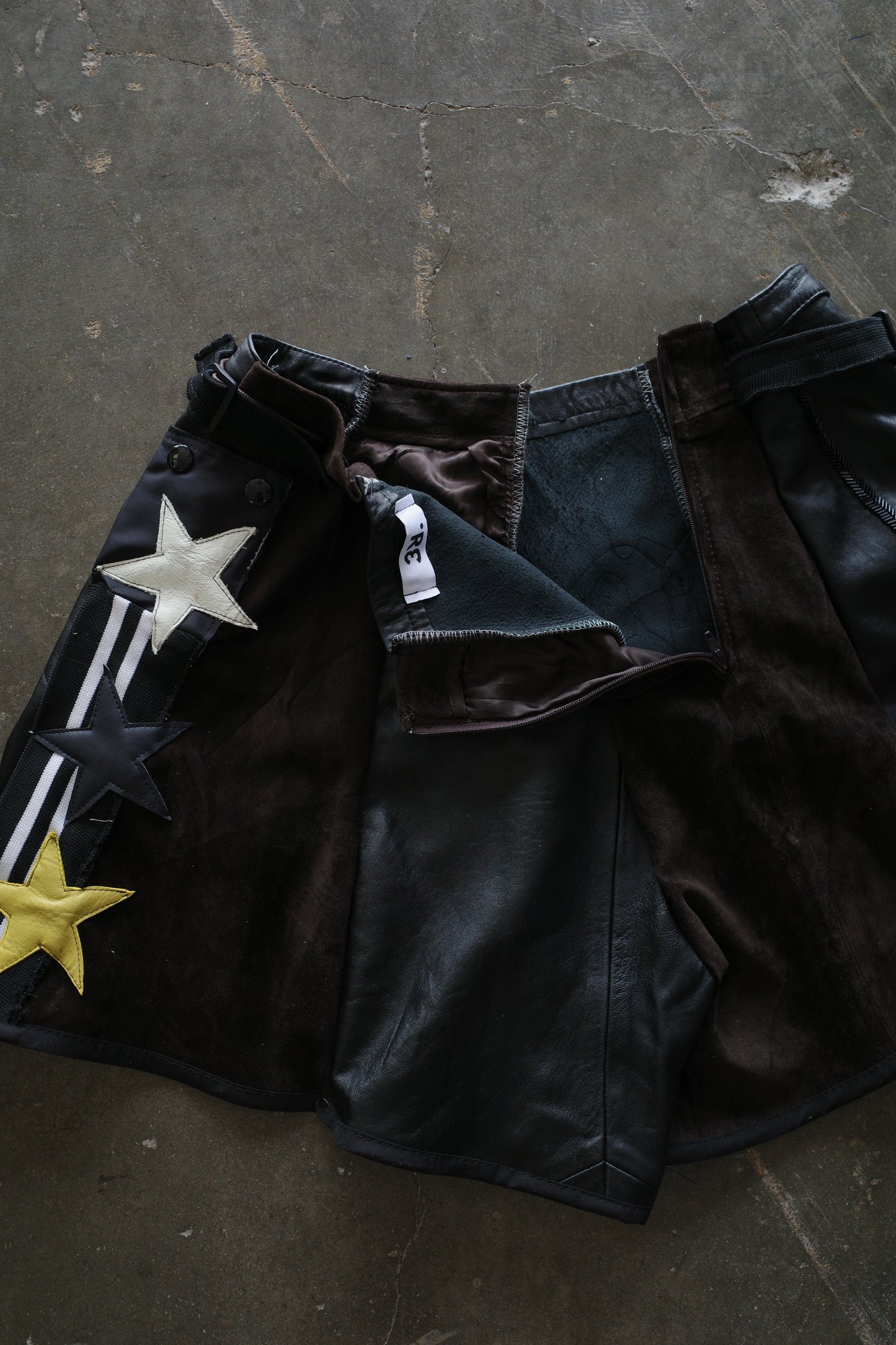 "The MR.Shorts"(w30-32)made with vintage Leather jacket& 3R. original leather patch