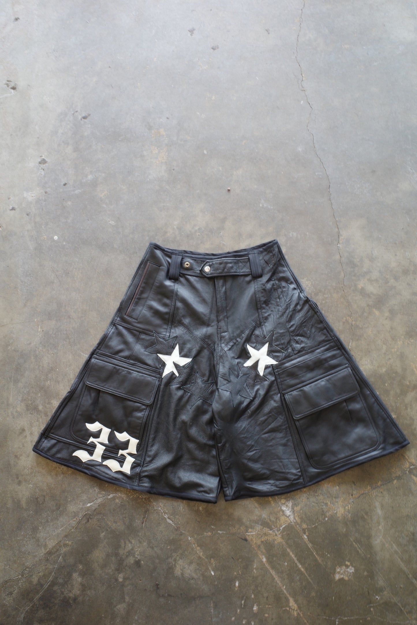 33 leather baggy shorts (32)33BS3