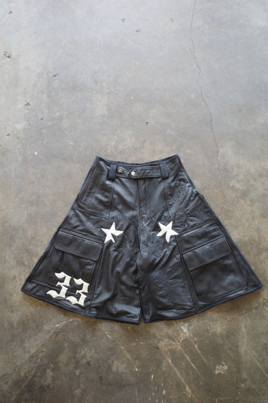 33 leather baggy shorts (32)33BS3