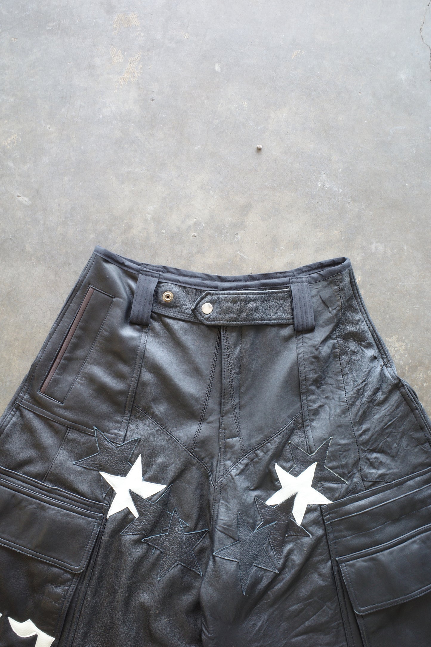 33 leather baggy shorts (32)33BS3