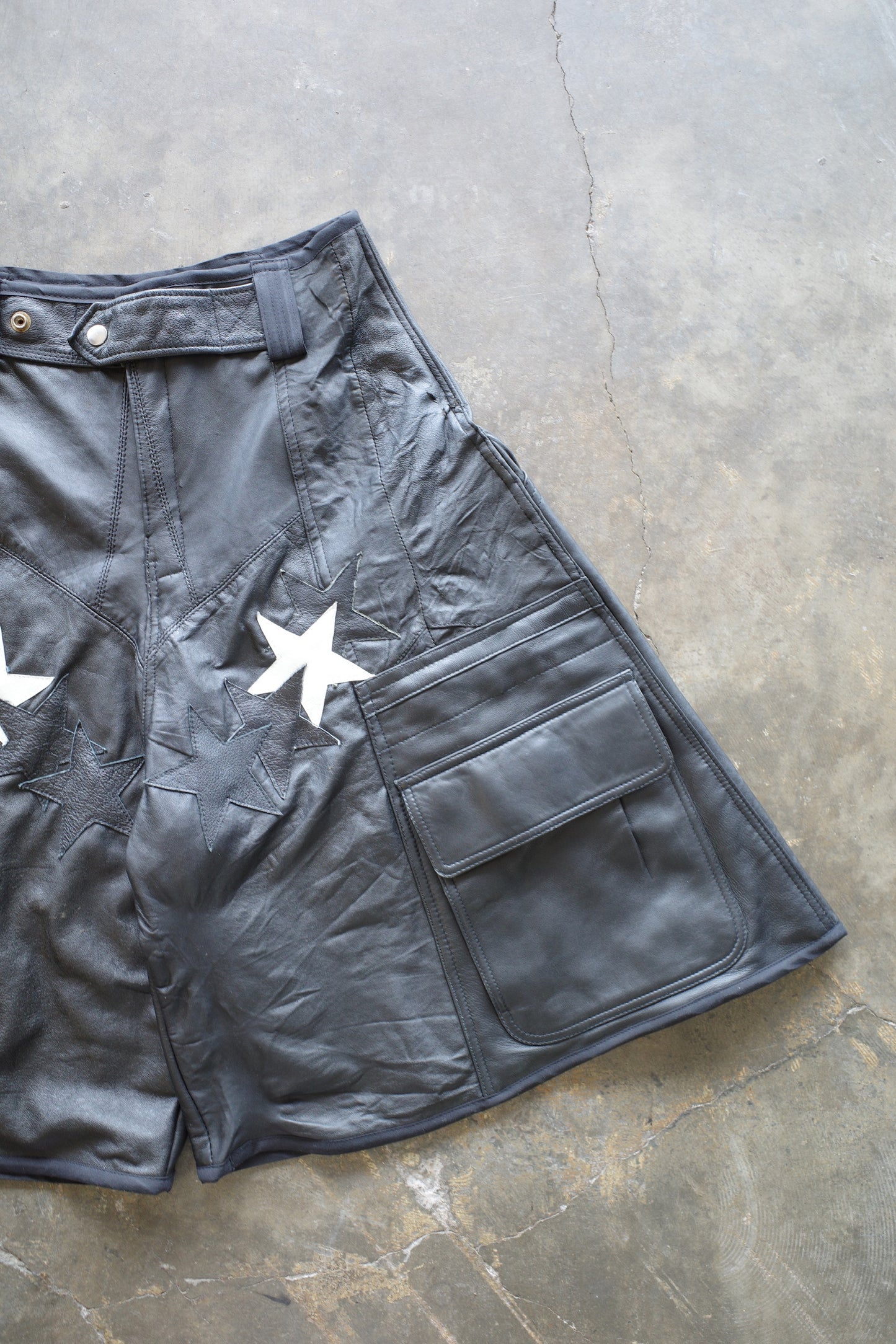 33 leather baggy shorts (32)33BS3