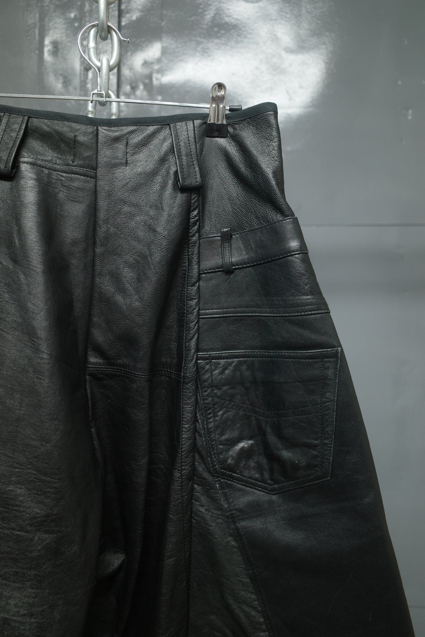 33 leather baggy shorts (32)33BS5