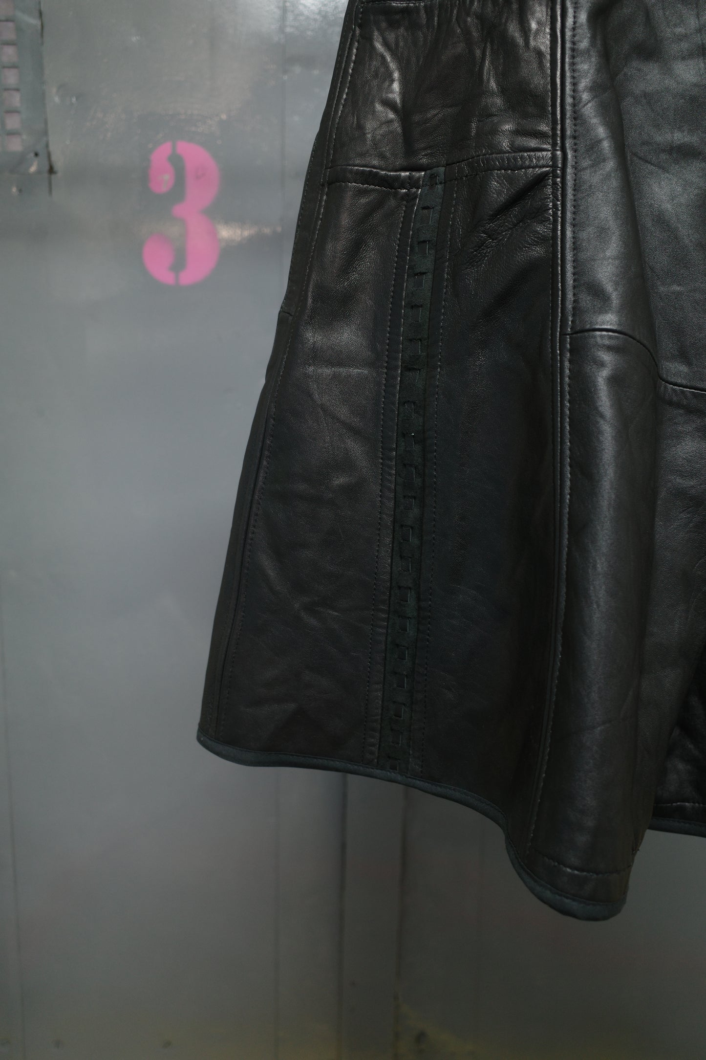 33 leather baggy shorts (32)33BS6