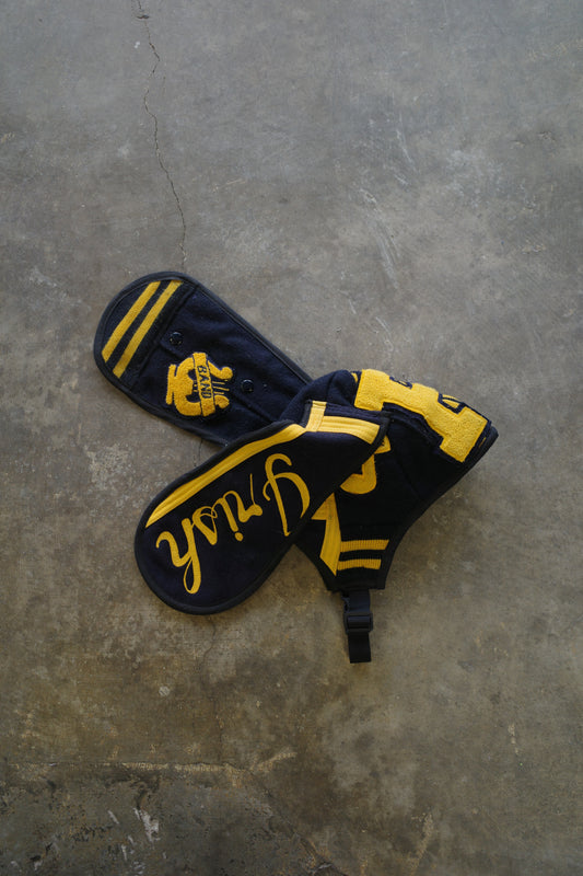 nag nag Bunny Ear Hat made with vintage Varsity jackets and patches