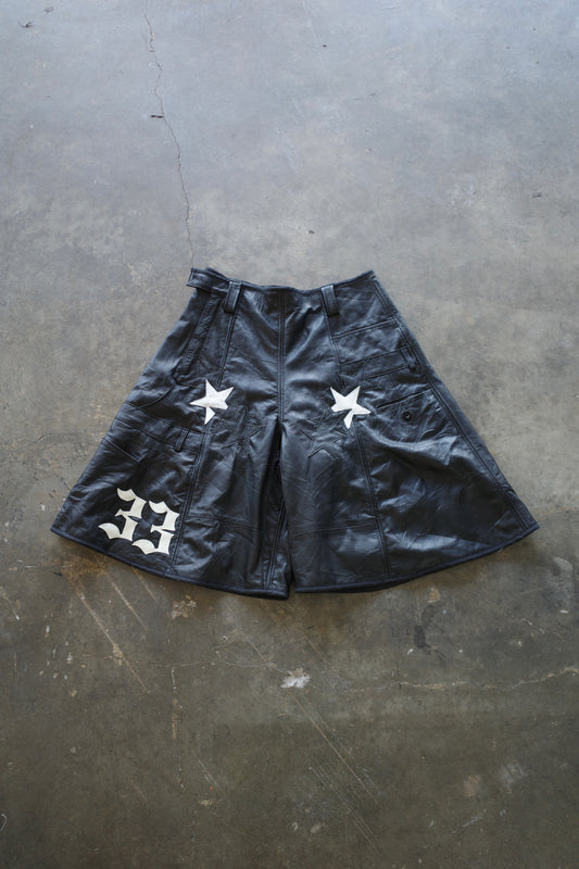 33 leather baggy shorts (32)33BS2