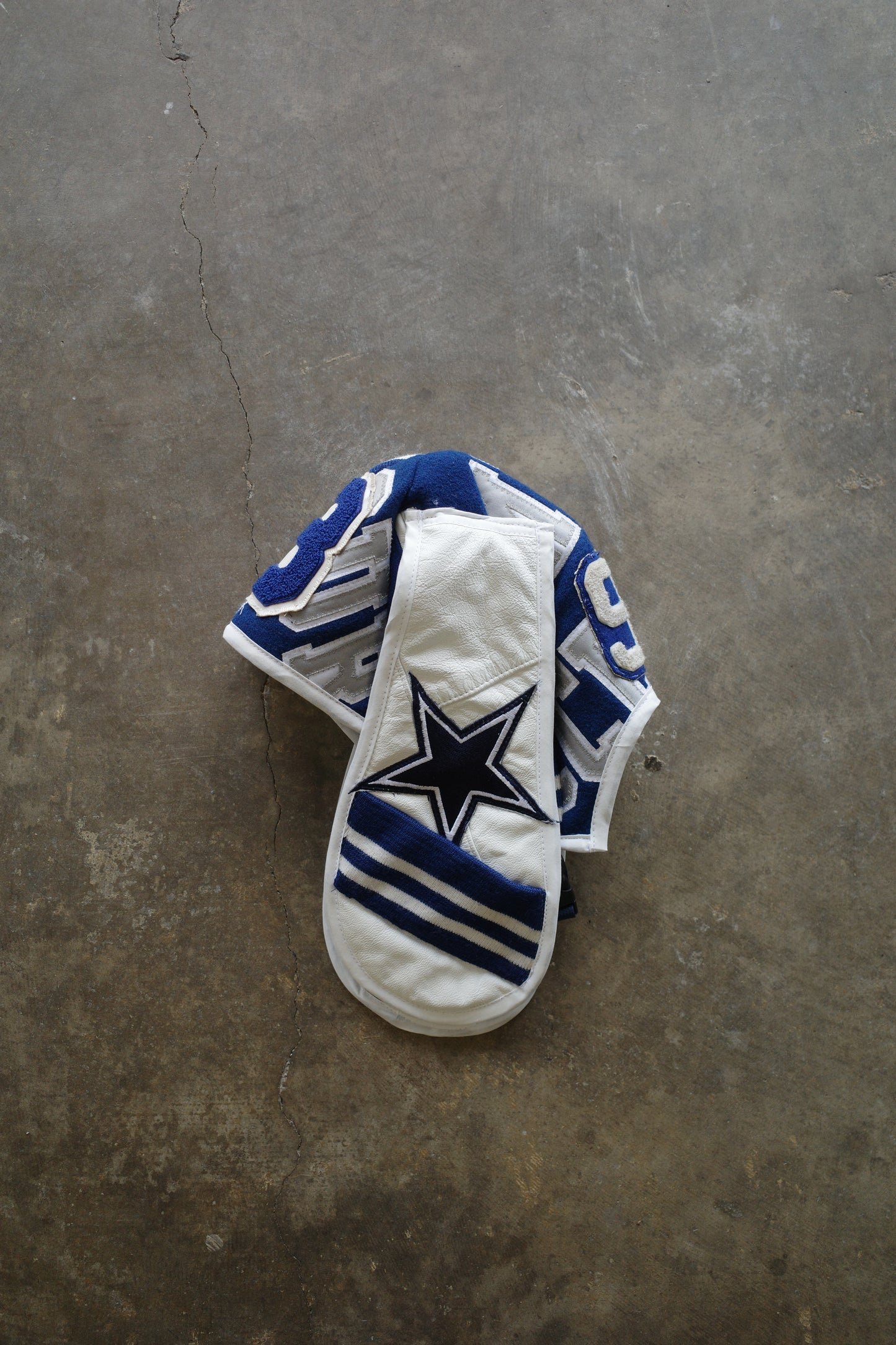 nag nag Bunny Ear Hat made with vintage Varsity Jacket and Patches