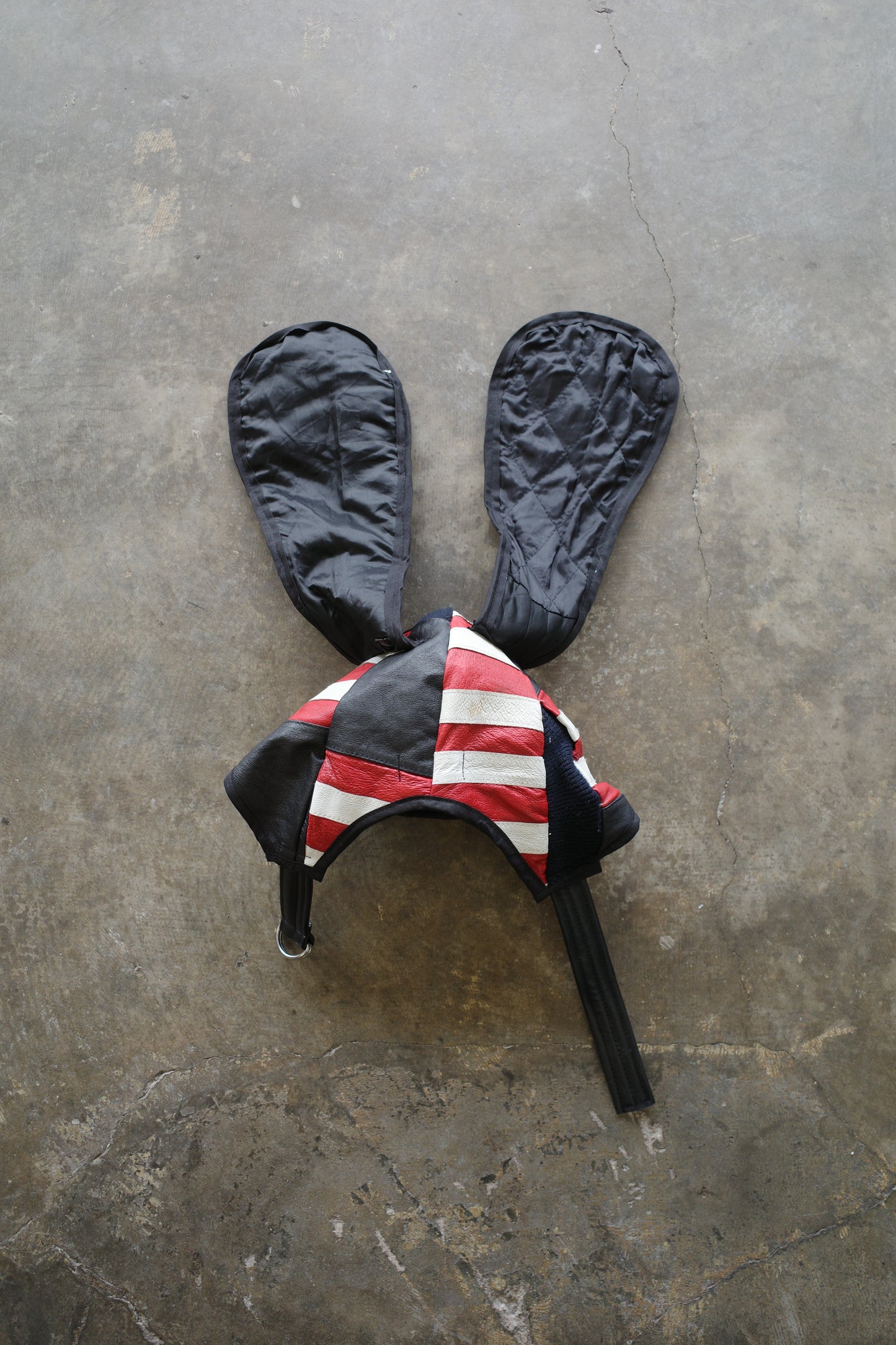 nag nag Bunny Ear Hat made with vintage  Leather jacket