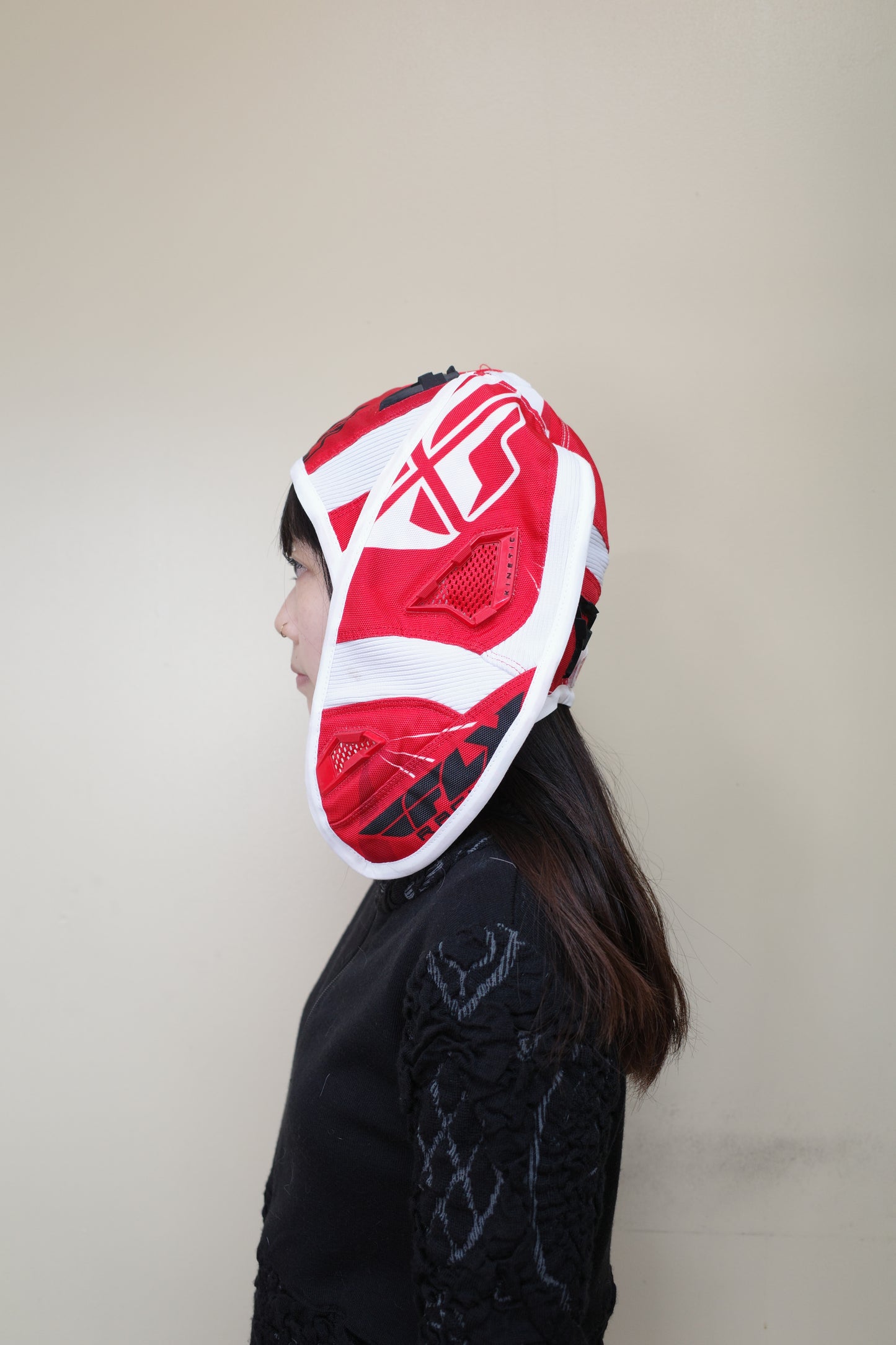nag nag Bunny Ear Hat made with vintage FLY motorcycle pants