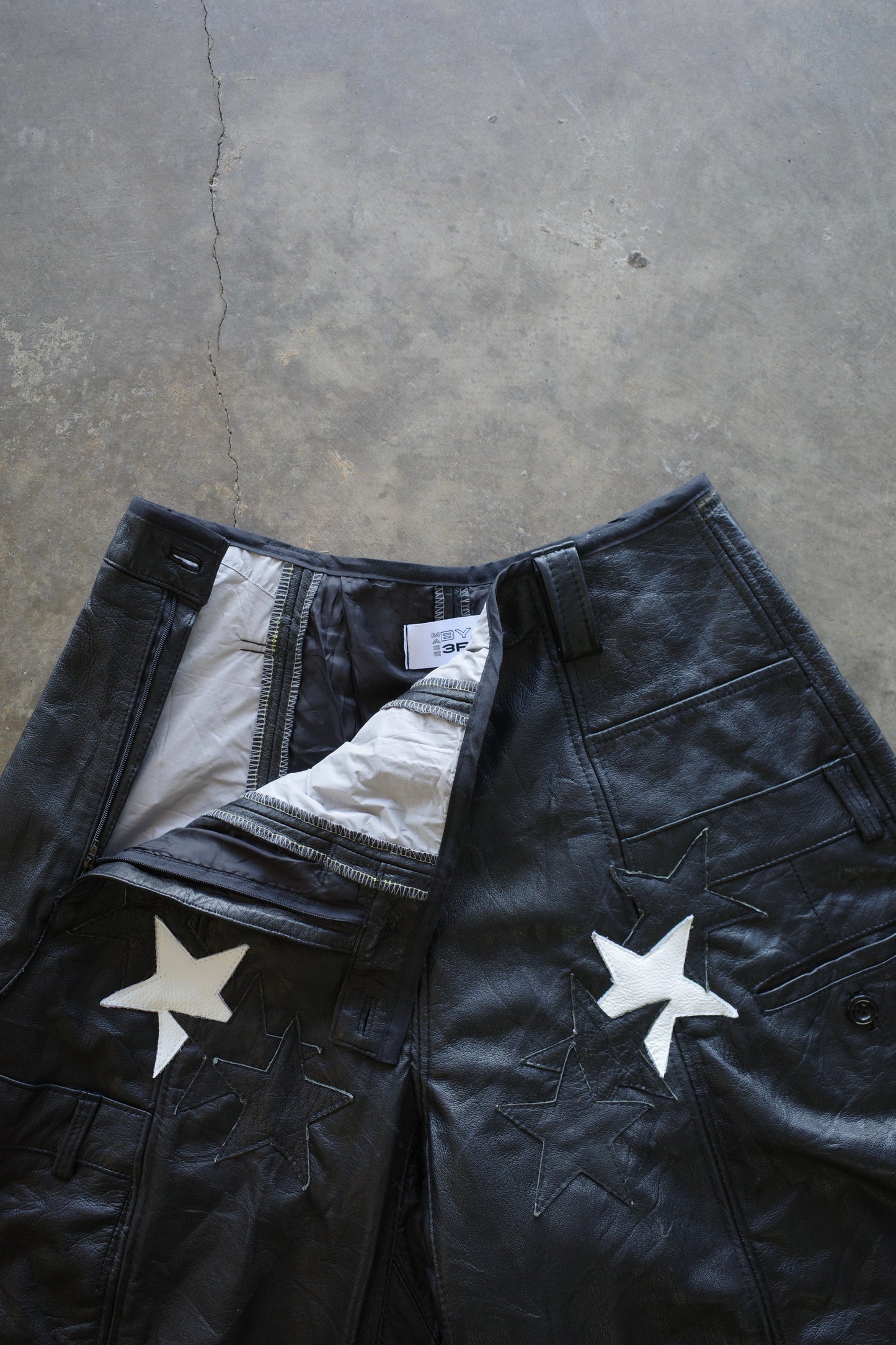 33 leather baggy shorts (32)33BS2