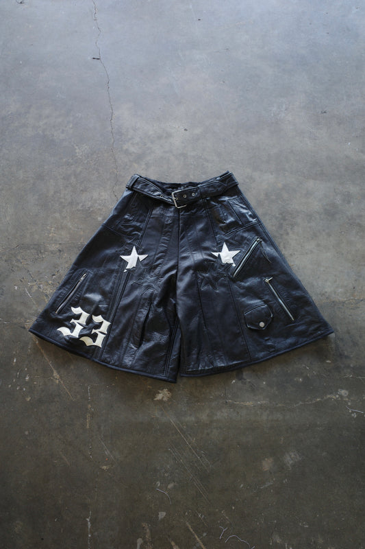 33 leather baggy shorts (32)33BS1