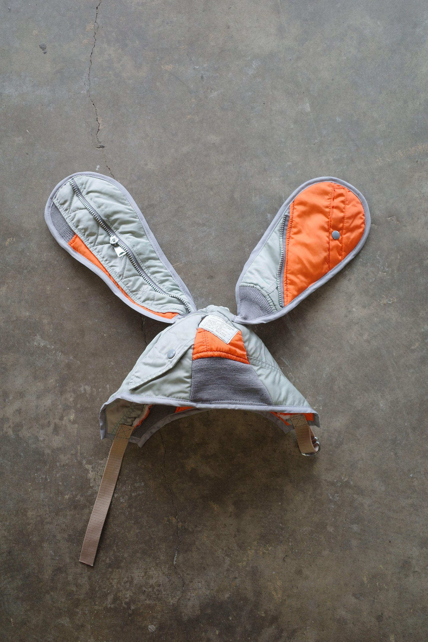 nag nag Bunny Ear Hat made with vintage Alpha MA-1 Flight jacket