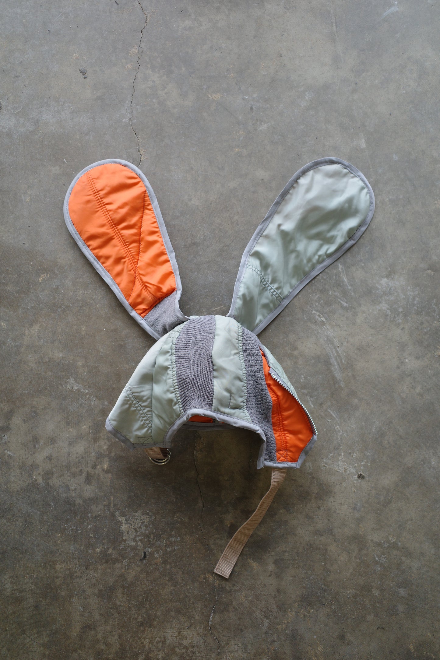 nag nag Bunny Ear Hat made with vintage Alpha MA-1 Flight jacket