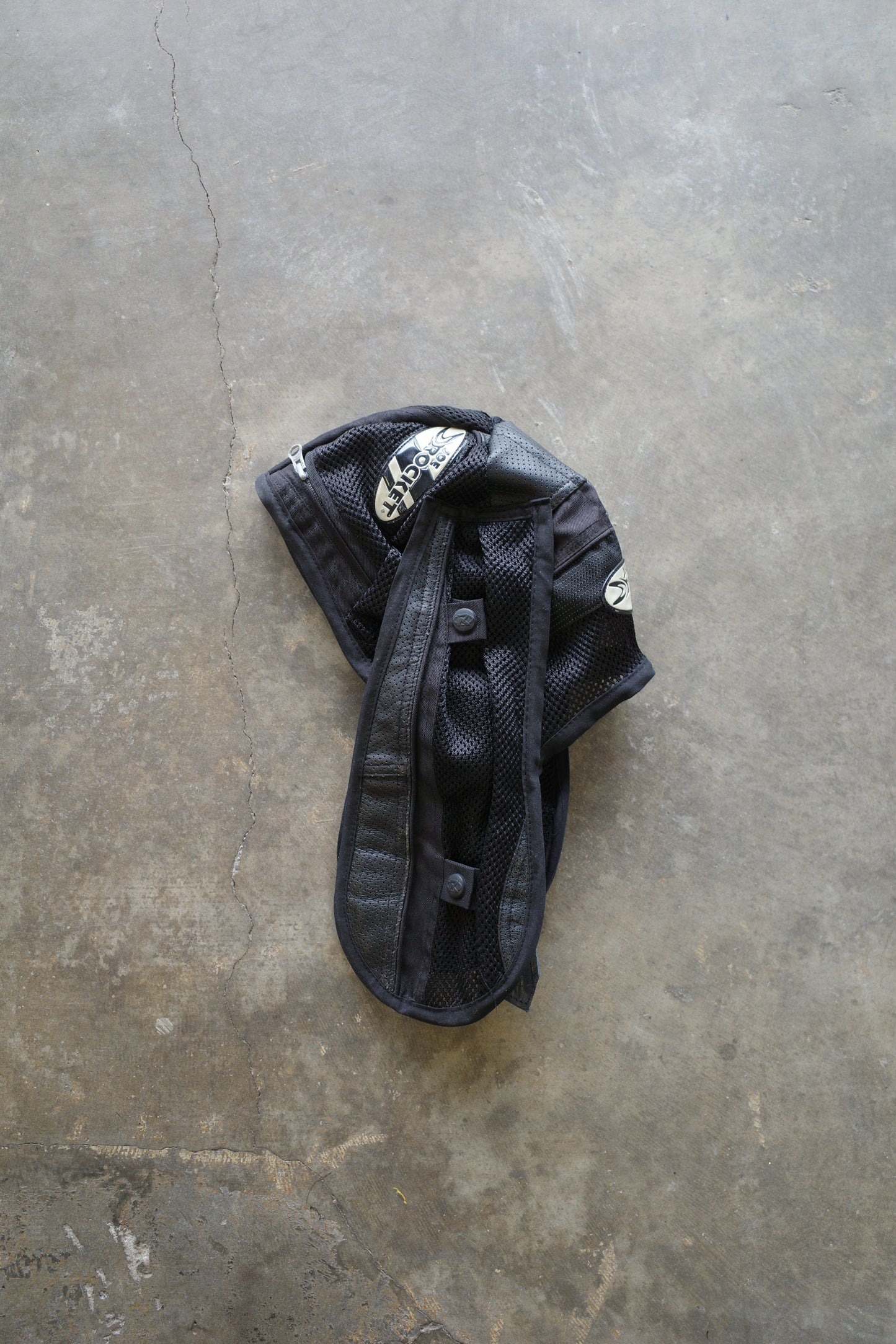 nag nag Bunny Ear Hat made with vintage Joe Rocket moto racing jacket