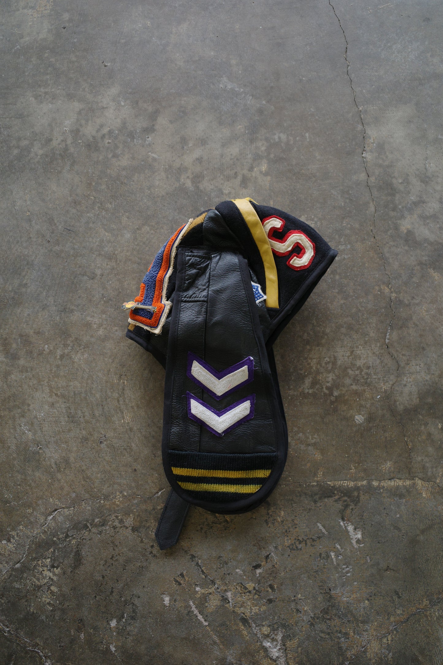nag nag Bunny Ear Hat made with vintage Varsity Jacket and Patches