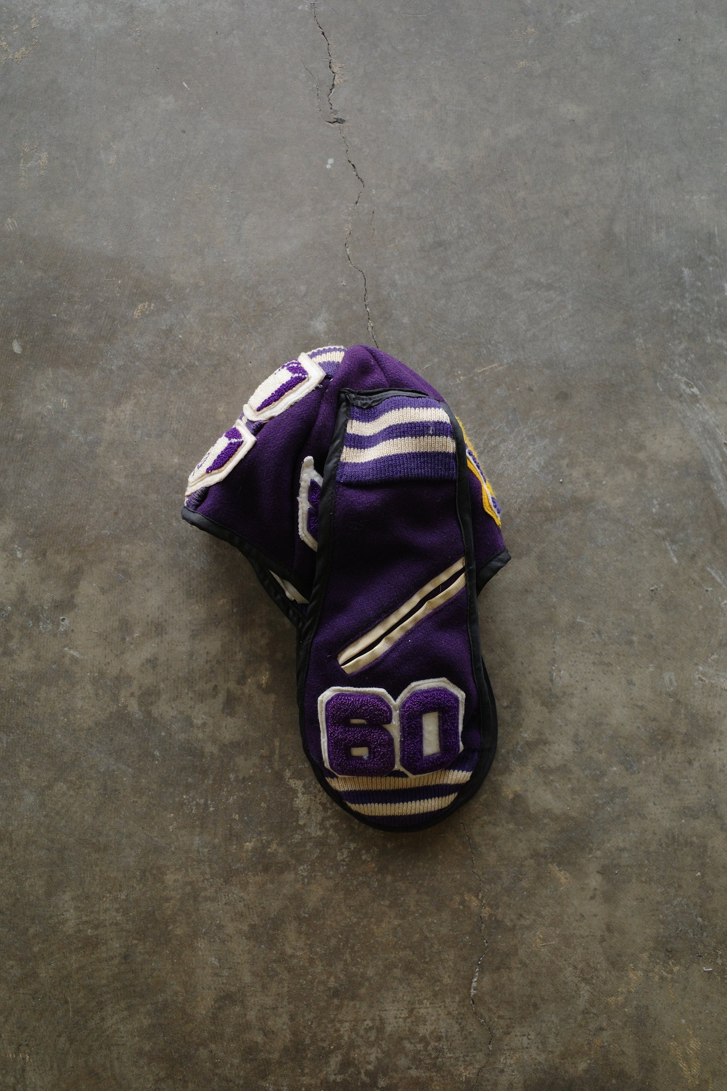 nag nag Bunny Ear Hat made with vintage Varsity Jacket and Patches