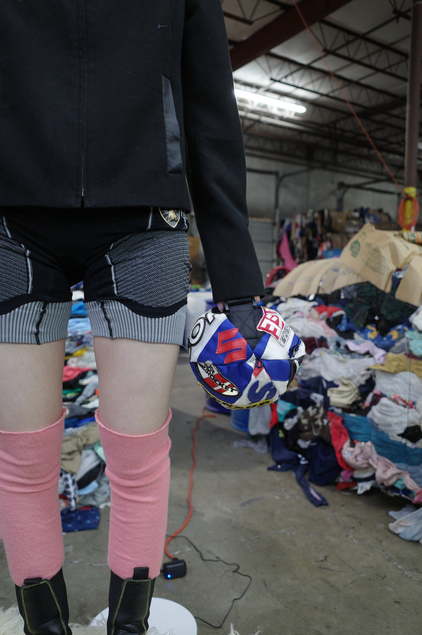nag nag Ball Bag(S) made from vintage motorcycle pants & lots patches
