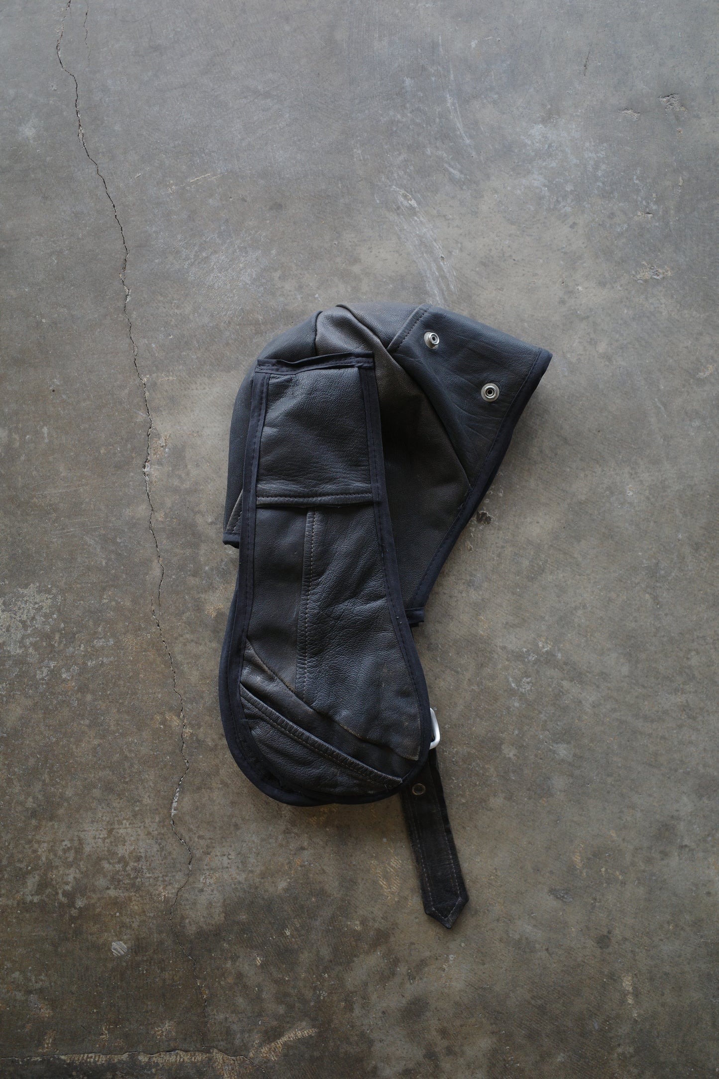 nag nag Bunny Ear Hat made with vintage  Leather Biker  jacket w pins