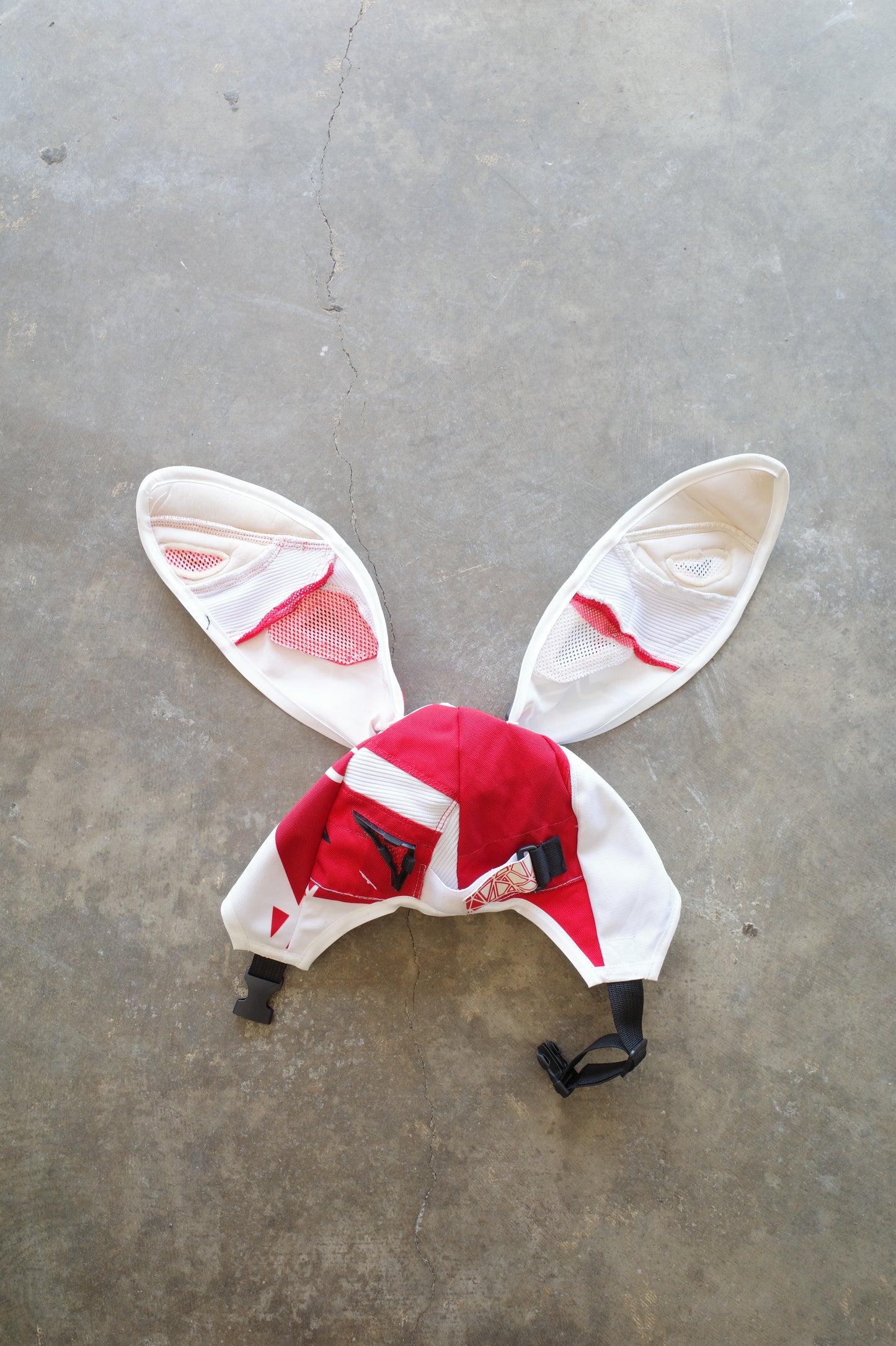 nag nag Bunny Ear Hat made with vintage FLY motorcycle pants
