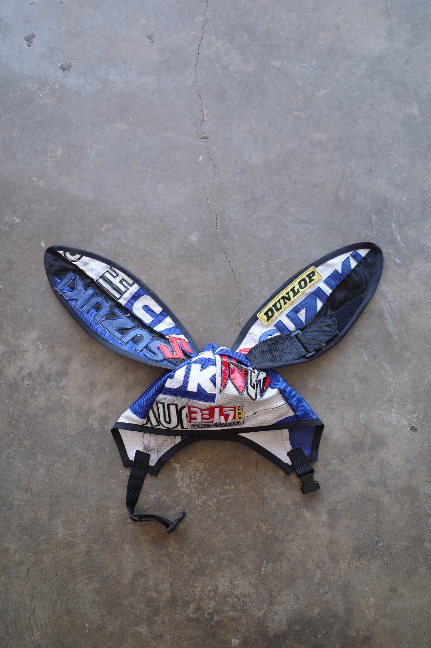 nag nag Bunny Ear Hat made with vintage SUZUKI motorcycle pants