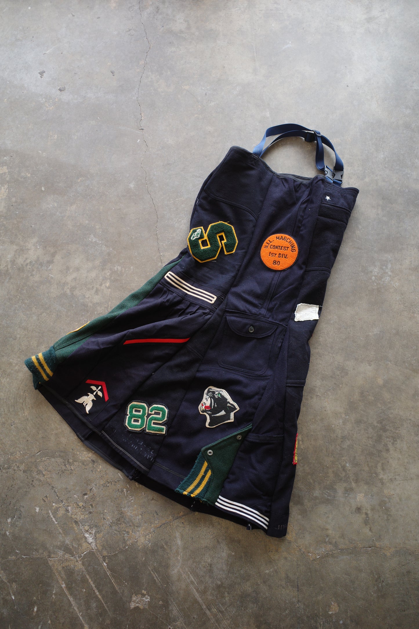 nag nag Paneled jumper skirt with patches/ made from vintage us.military issues sailor top
