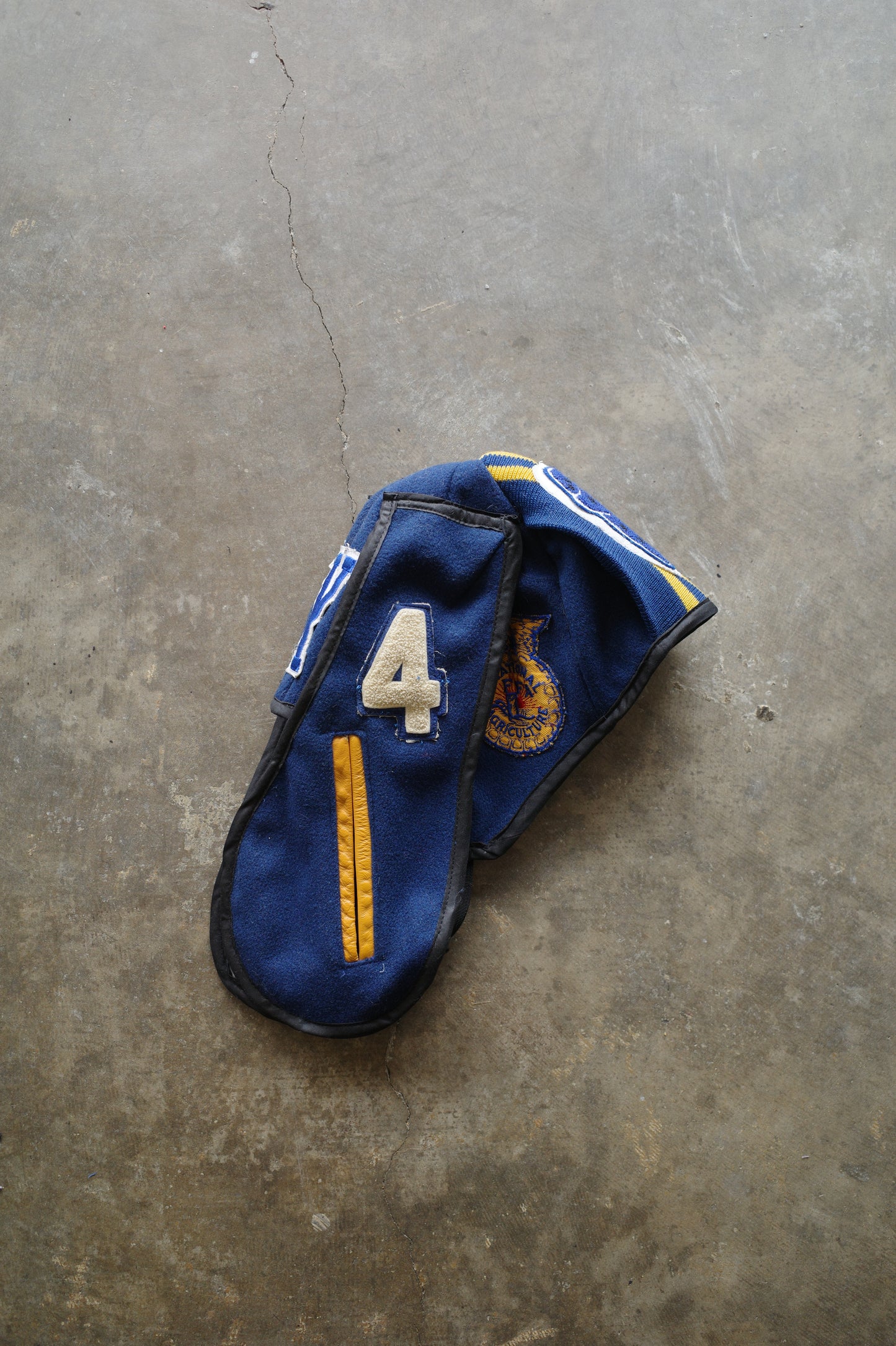 nag nag Bunny Ear Hat made with vintage Varsity Jacket and Patches