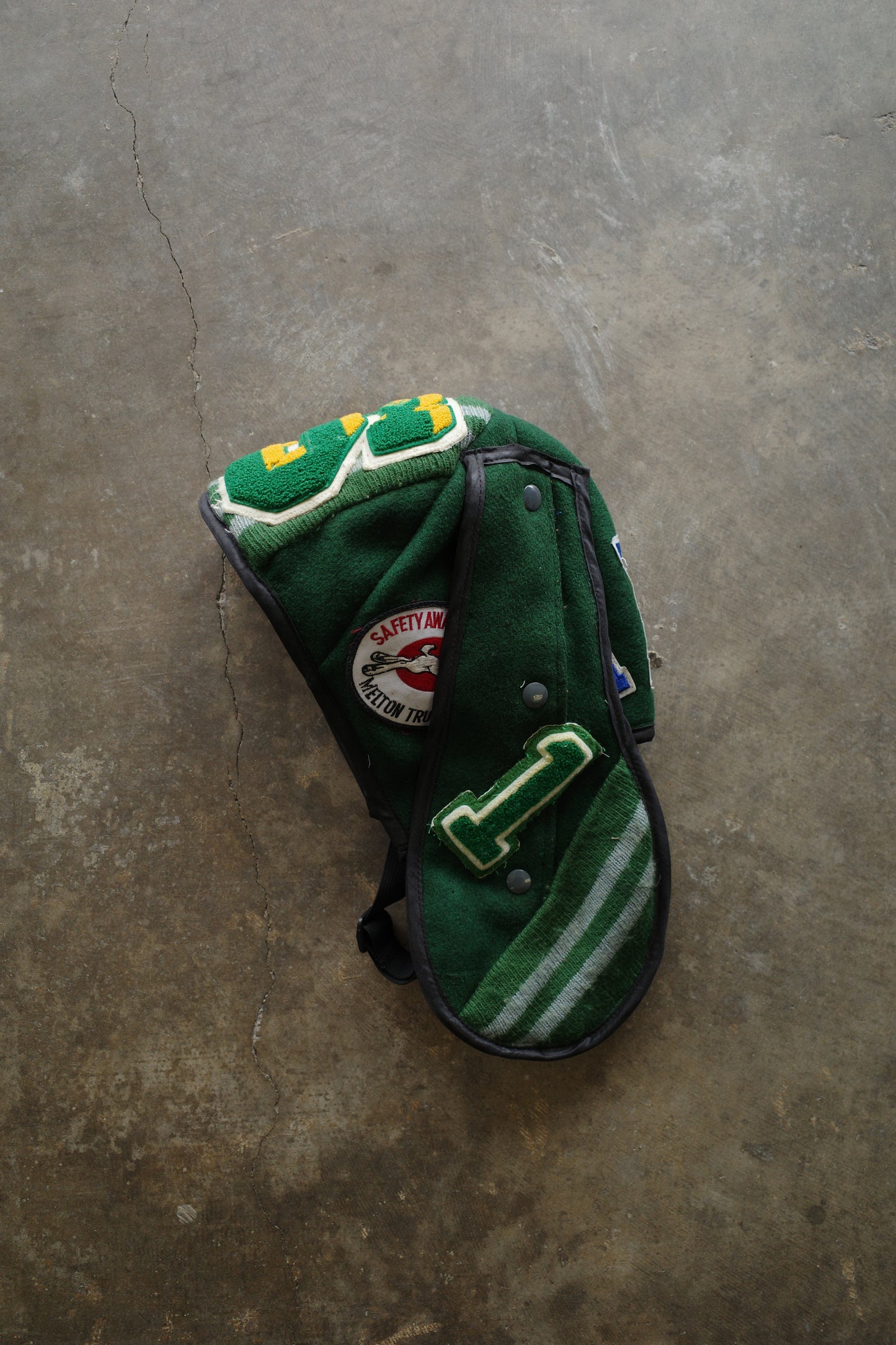 nag nag Bunny Ear Hat made with vintage Varsity Jacket and Patches