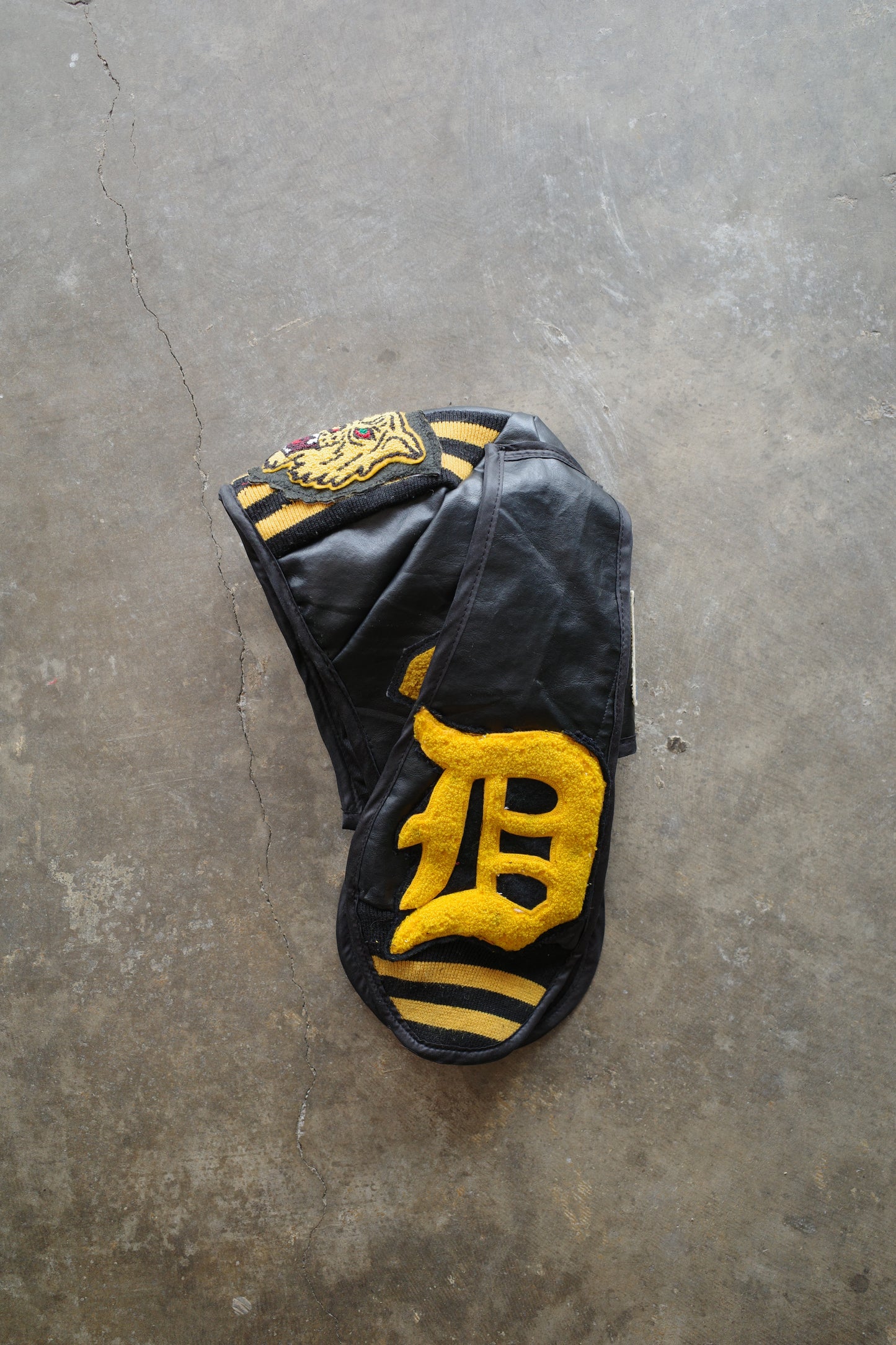 nag nag Bunny Ear Hat made with vintage Varsity Jacket and Patches