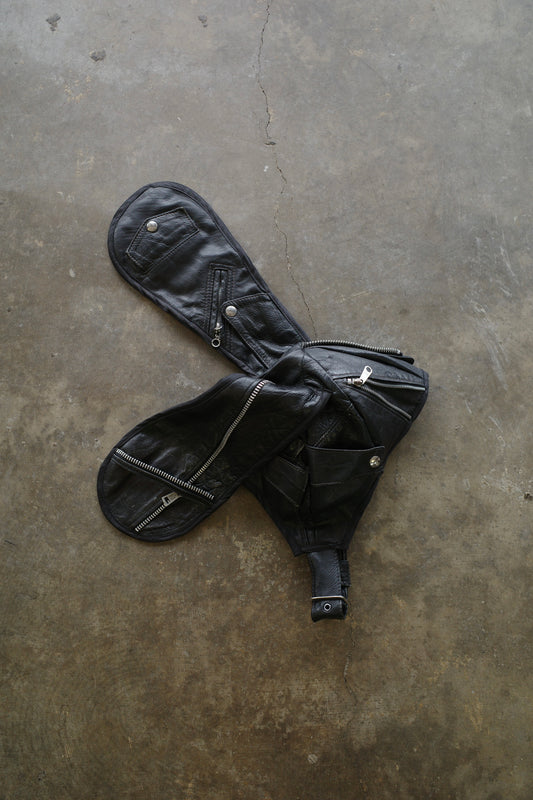 nag nag Bunny Ear Hat made with vintage Leather biker jackets
