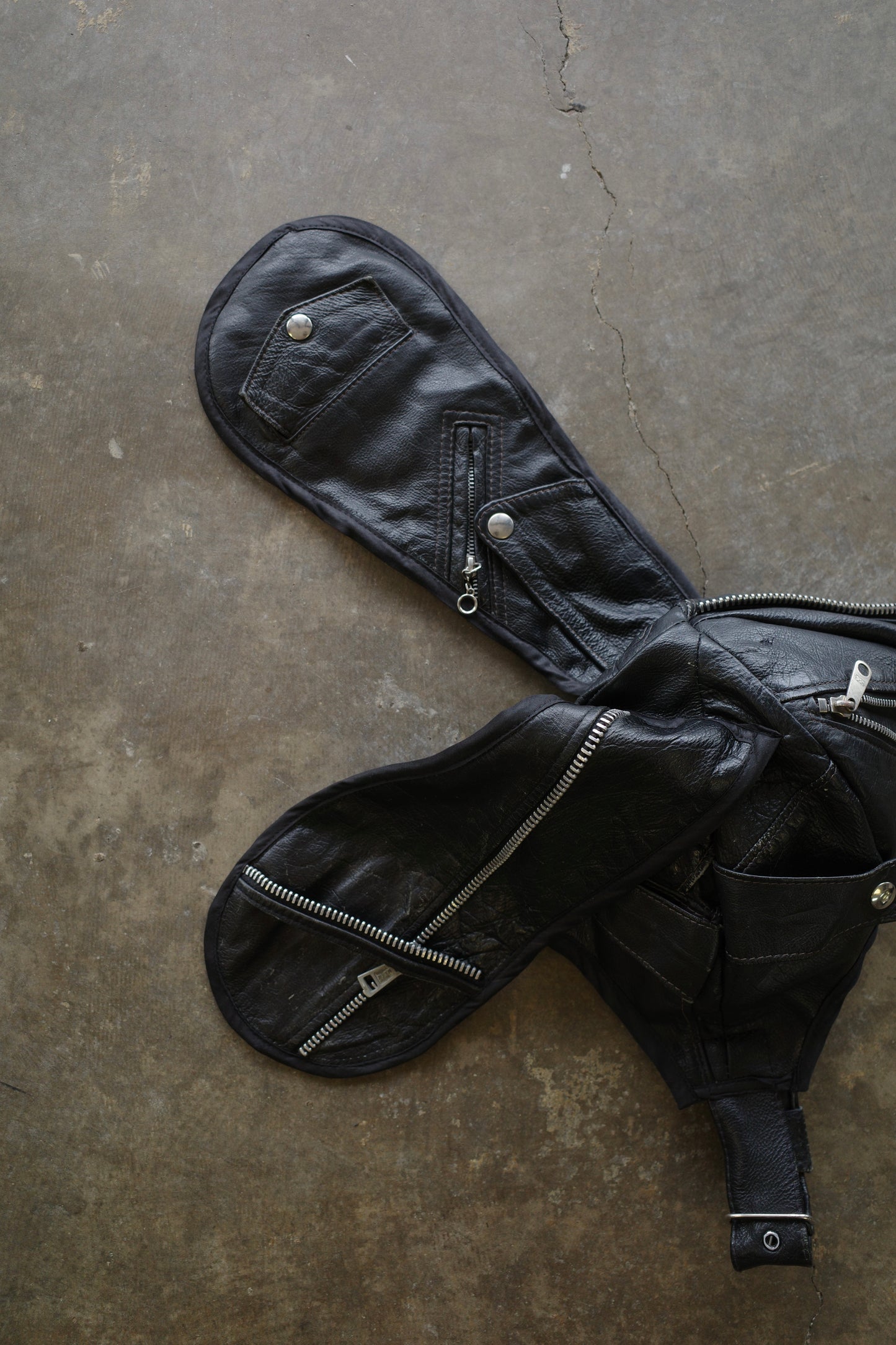 nag nag Bunny Ear Hat made with vintage Leather biker jackets