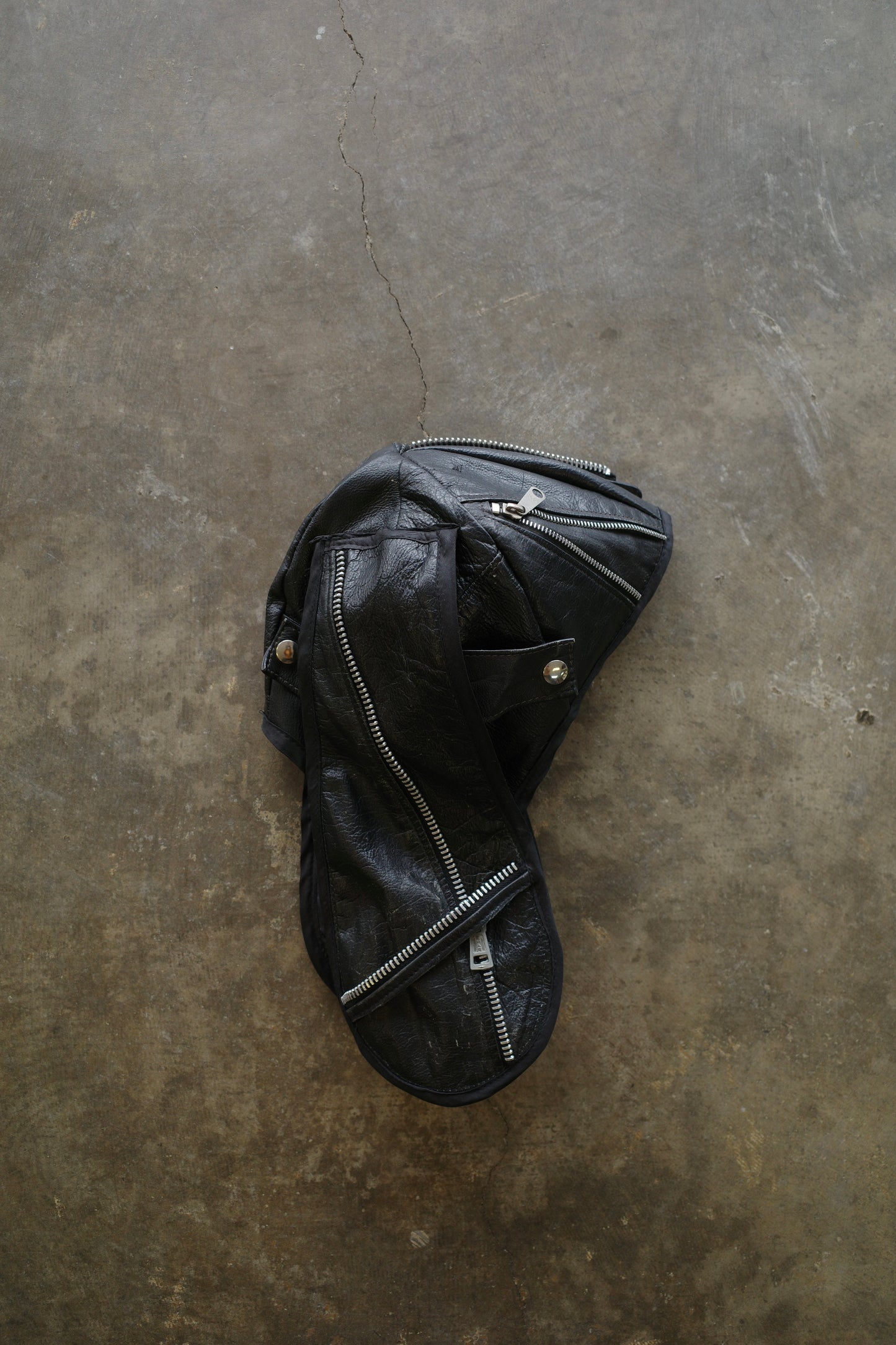 nag nag Bunny Ear Hat made with vintage Leather biker jackets