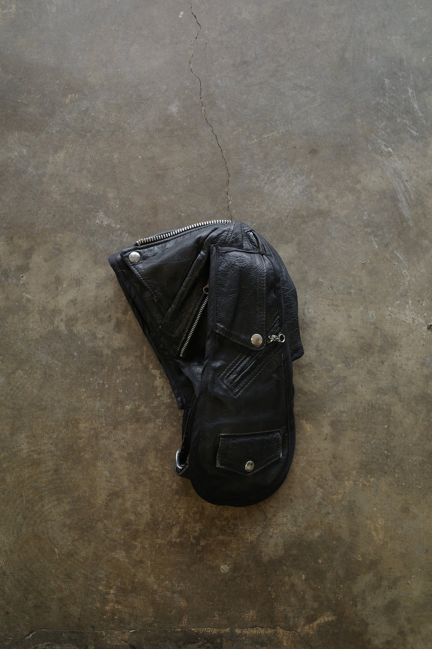nag nag Bunny Ear Hat made with vintage Leather biker jackets