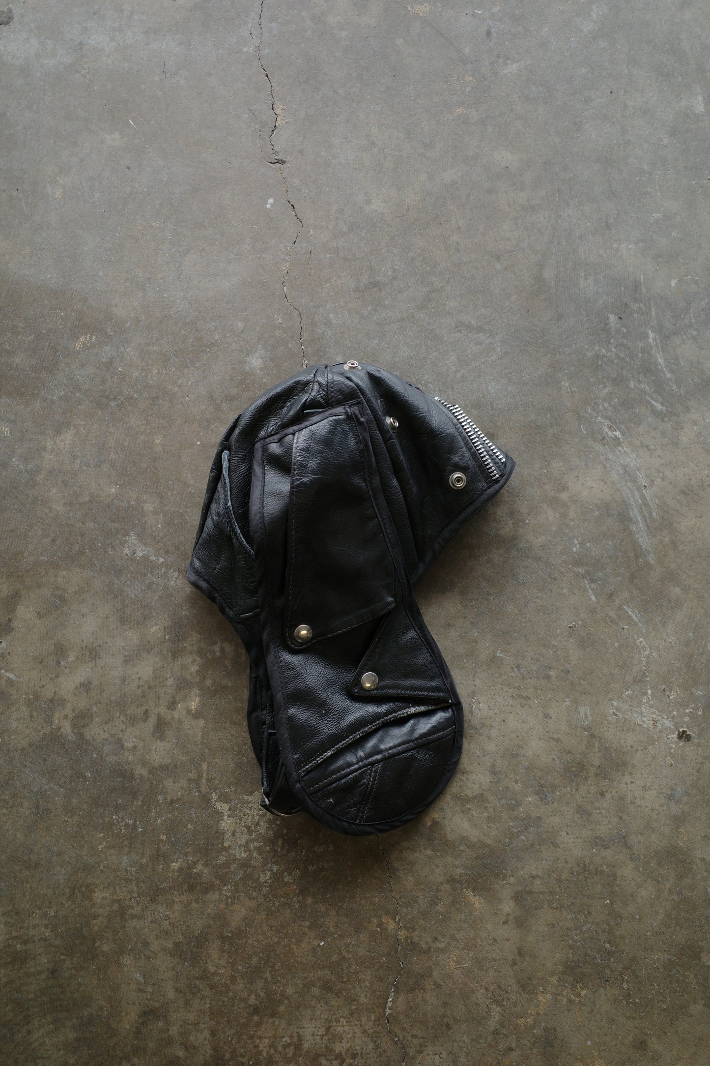 nag nag Bunny Ear Hat made with vintage Leather biker jackets