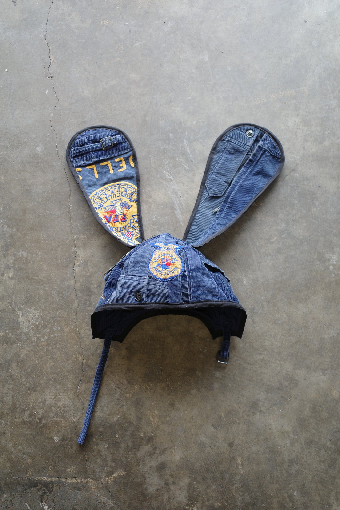 nag nag Bunny Ear Hat made with vintage FFA jacket and patches