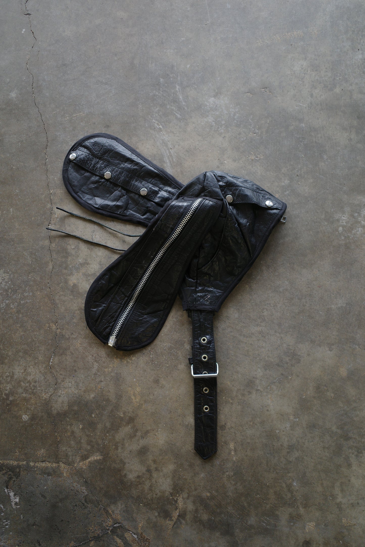 nag nag Bunny Ear Hat made with vintage  Leather Biker  jacket