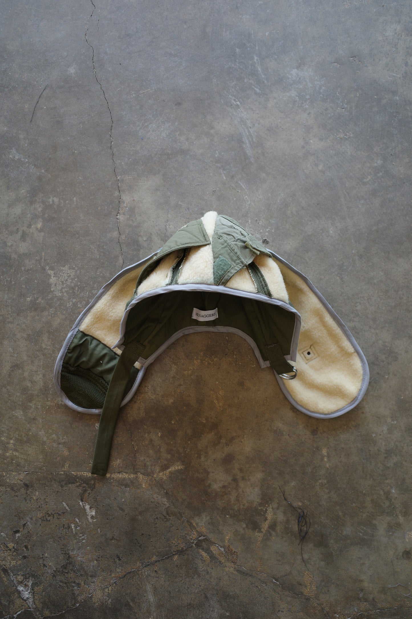 nag nag Bunny Ear Hat made with vintage US.ARMY issue field coat and liner