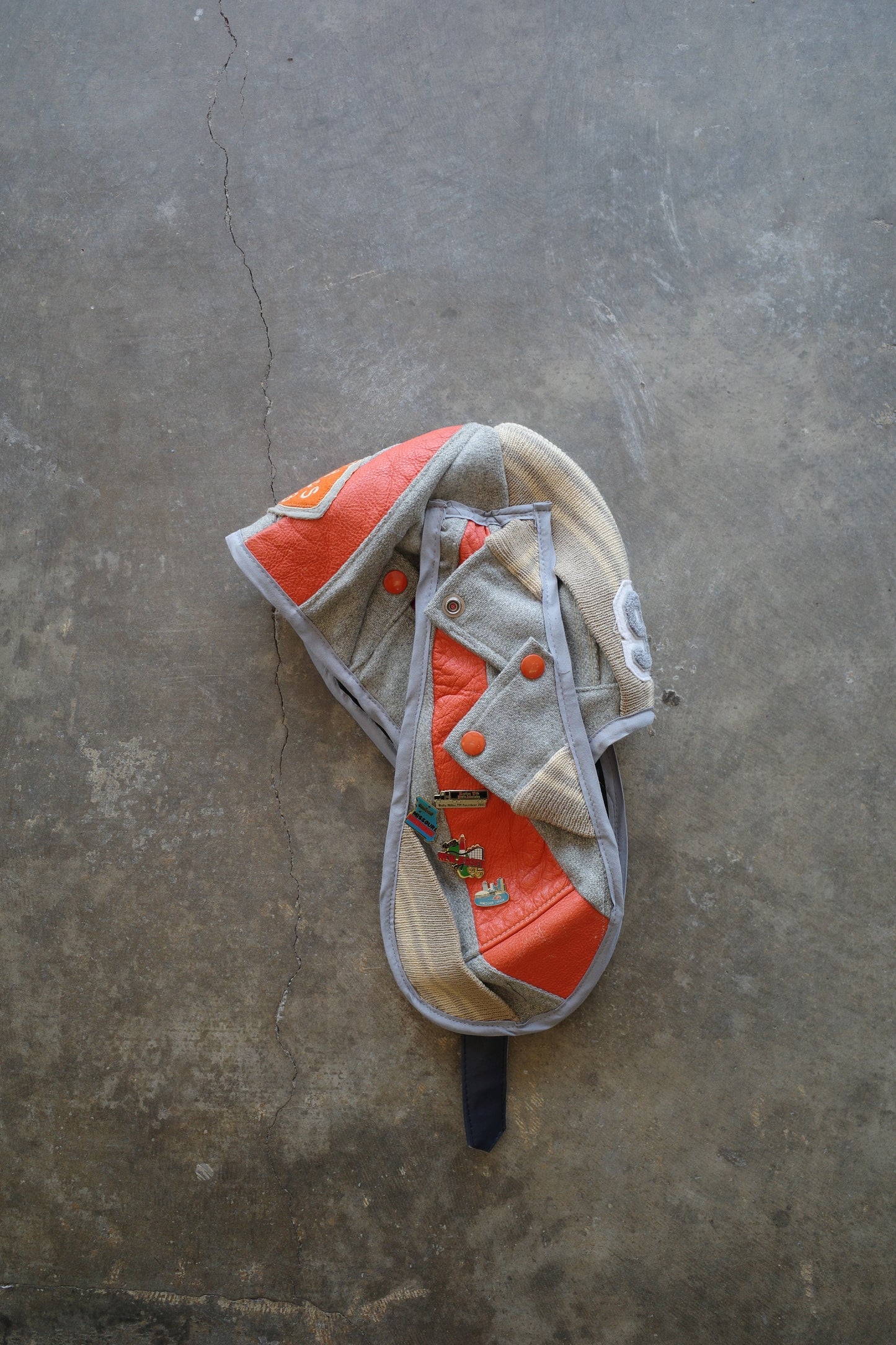 nag nag Bunny Ear Hat made with vintage Varsity Jacket and Patches