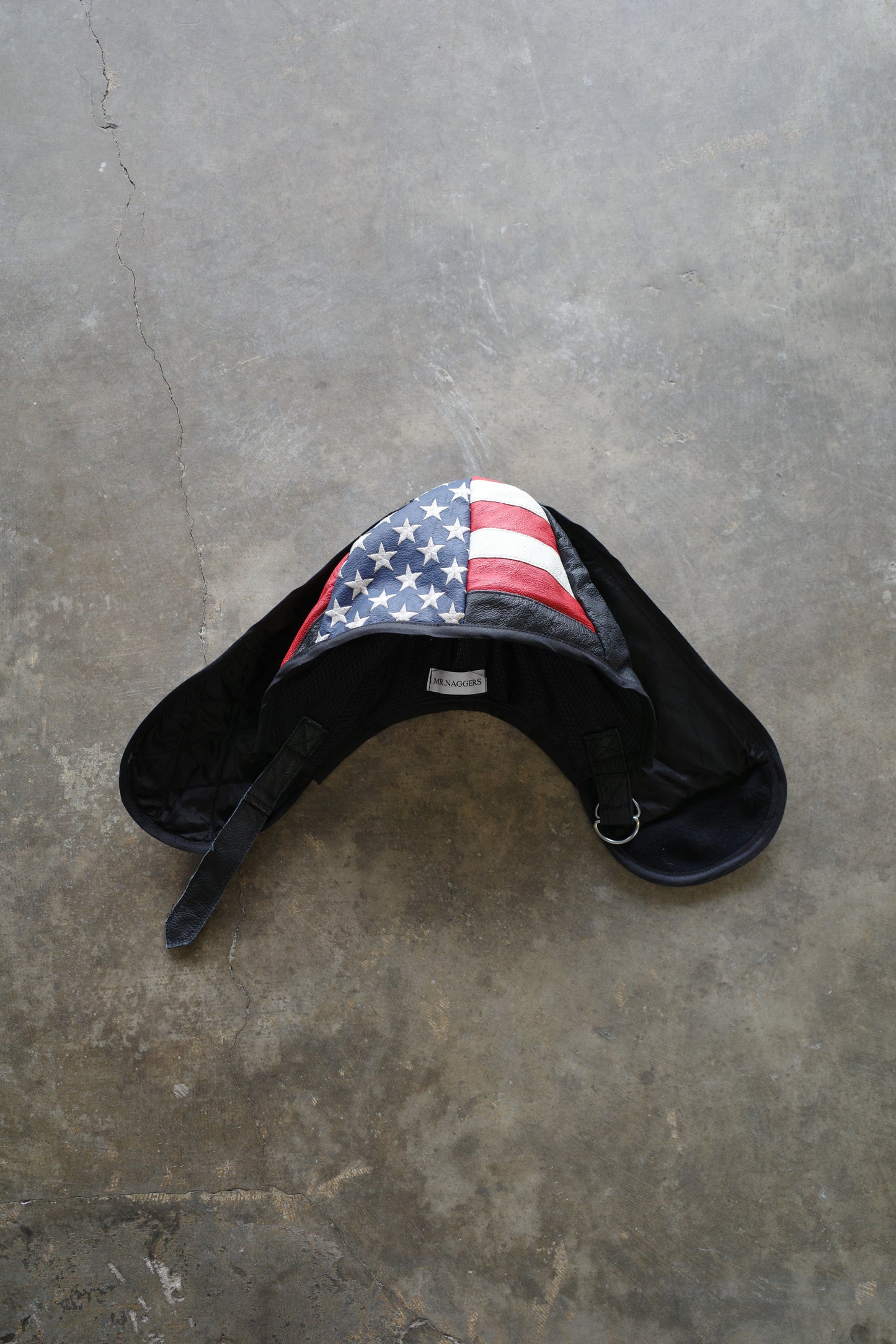 nag nag Bunny Ear Hat made with vintage  Leather jacket